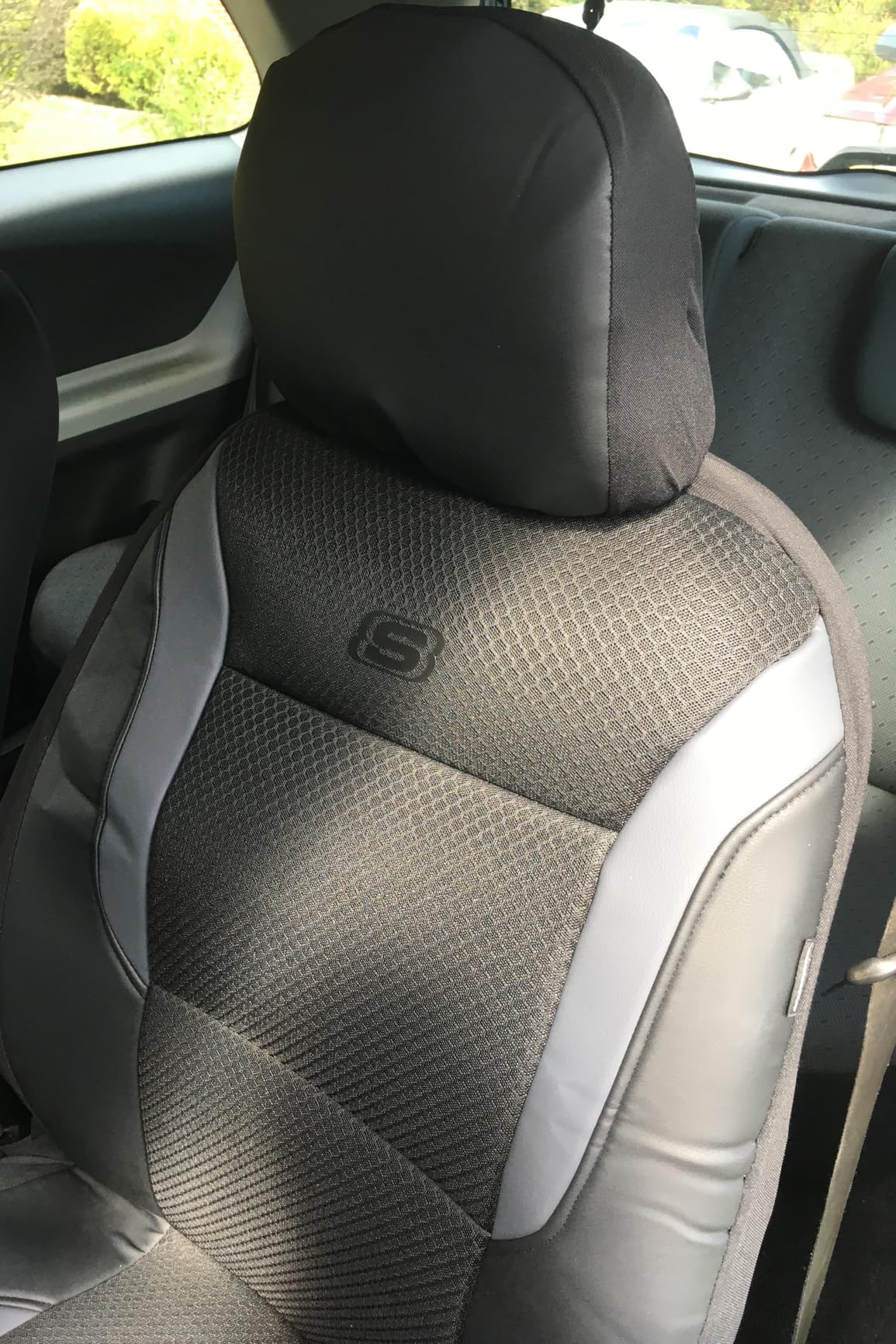 Skechers Memory Foam Seat Covers, Air Cool Mesh Thick Car Seat Covers, Car Seat Covers Front Seats Airbag Compatible, Universal Automotive Comfort for Most Cars, Vans, Trucks, SUV,Black customer photo 2