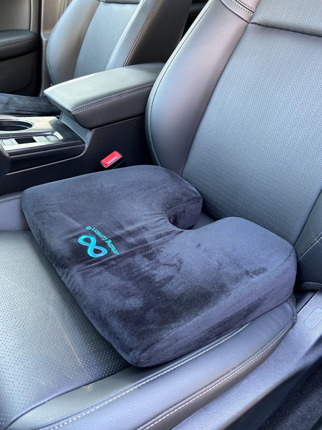 Everlasting Comfort Car Seat Cushion for Driving - Orthopedic Car Cushion for Office, Travel, Gaming Chair Memory Foam Driver Booster for Short People, Non-Slip, Washable Cover, Back & Sciatica Relief customer photo 2