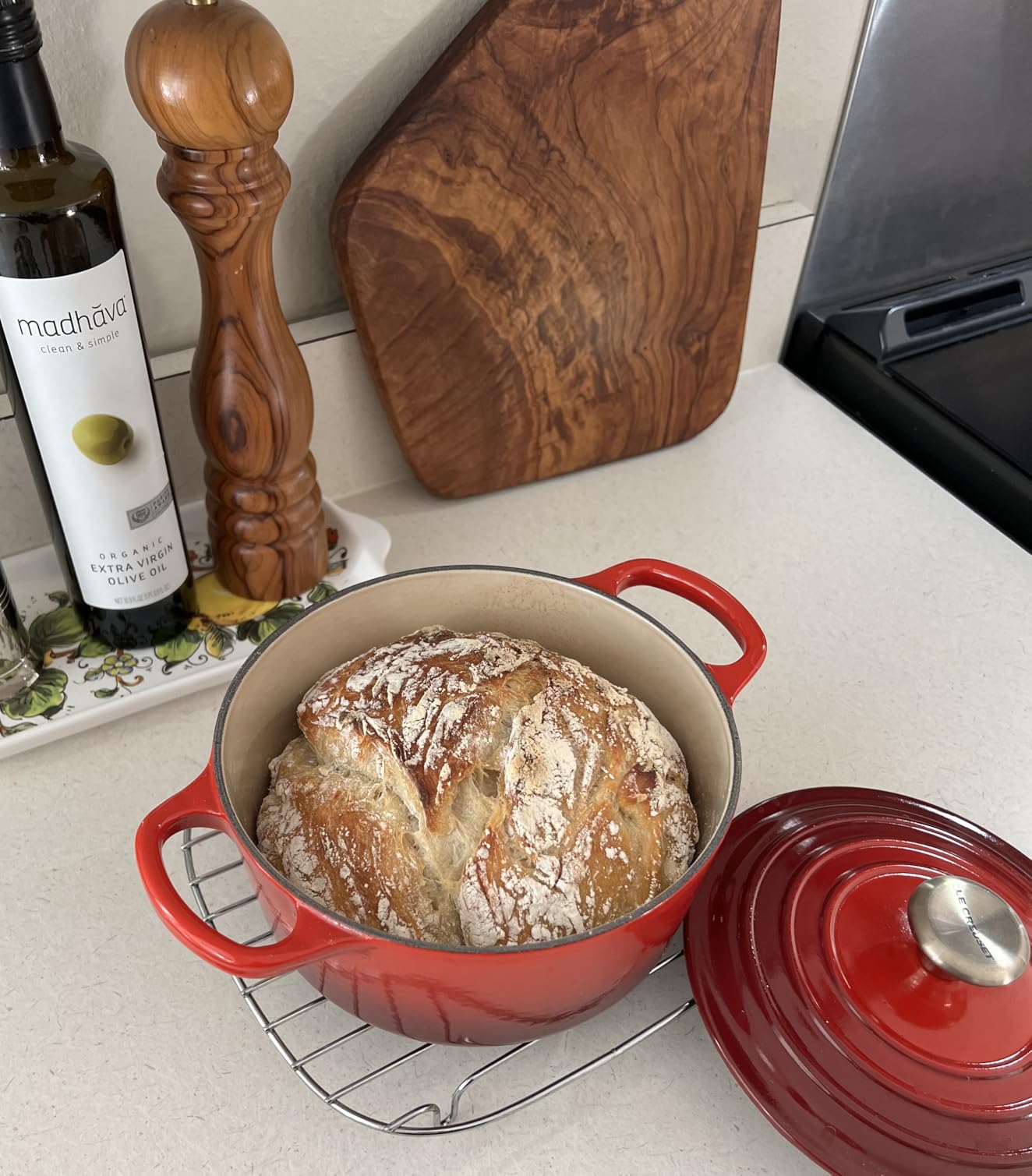 Le Creuset Enameled Cast Iron Round Dutch Oven, 7.25 qt., Cerise customer photo 2