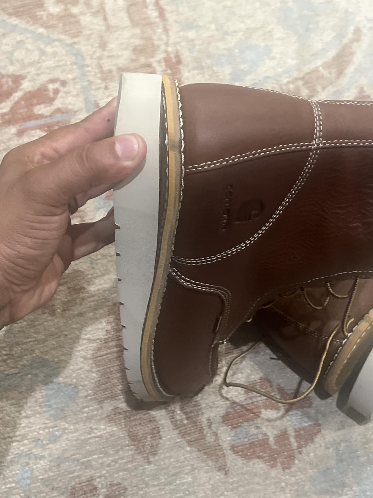 Carhartt 6” Moc Toe Waterproof Work Boots for Men - Oil-Tanned Leather Boots with FastDry Lining, Dual-Density Rubber Wedge Traction Outsole, EH Rated customer photo 2