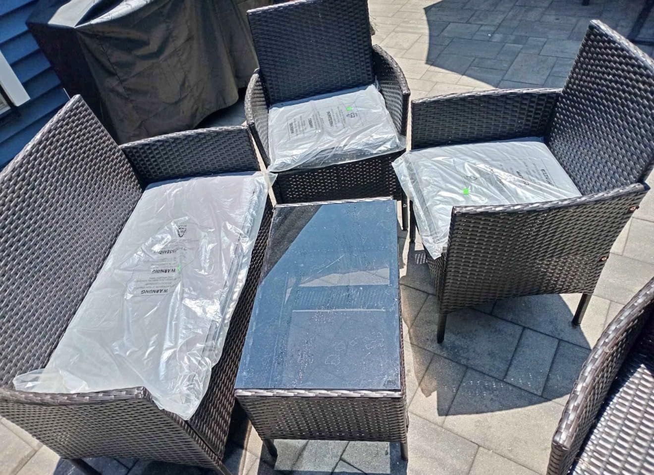 Homall 4 Pieces Outdoor Patio Furniture Set, Rattan Chairs, Brown & Beige customer photo 1
