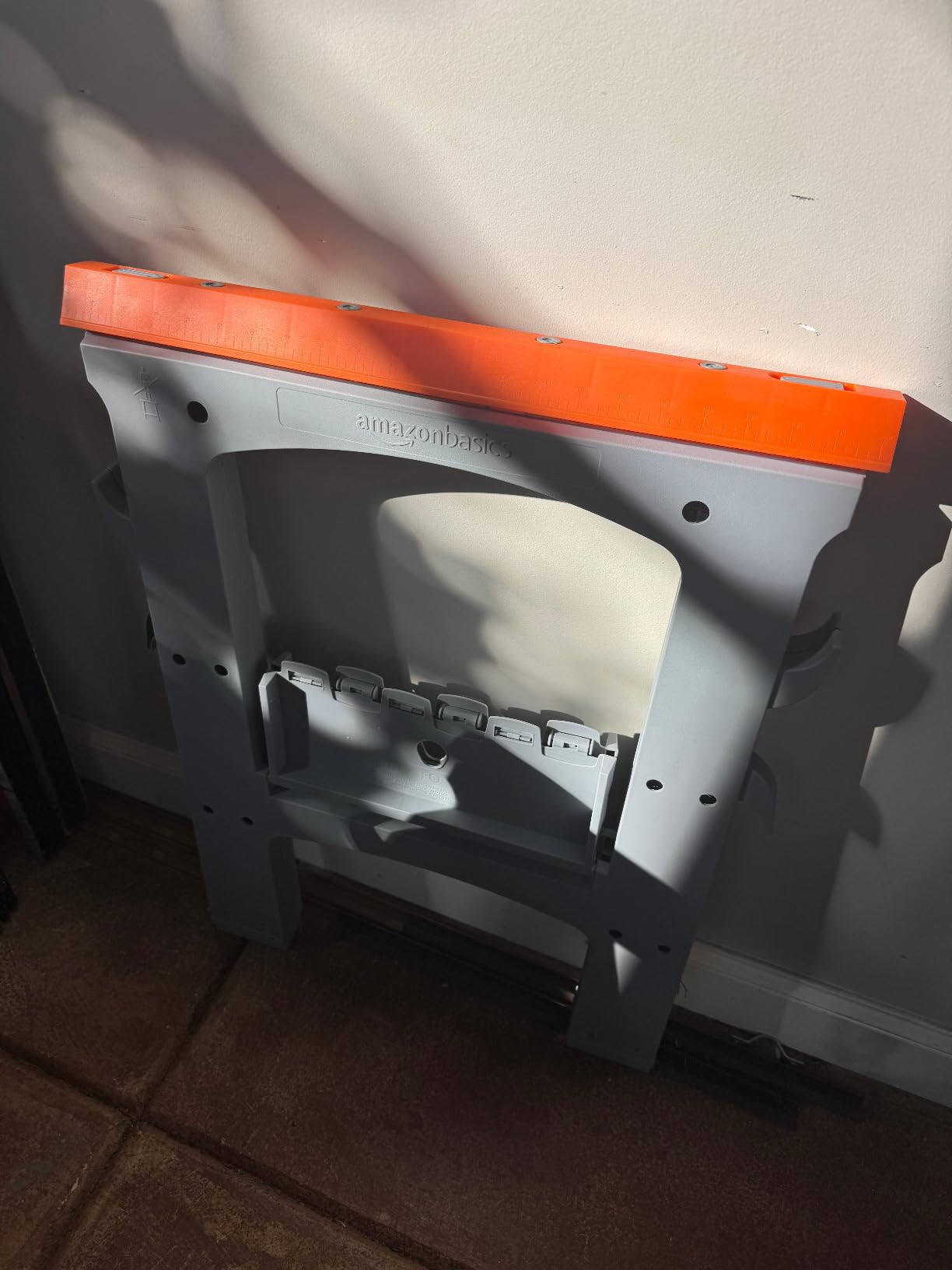 Amazon Basics Rectangular Folding Sawhorse, Collapsible, Folds Flat, 900 Pound Capacity, Set of 2, Orange and Grey customer photo 2