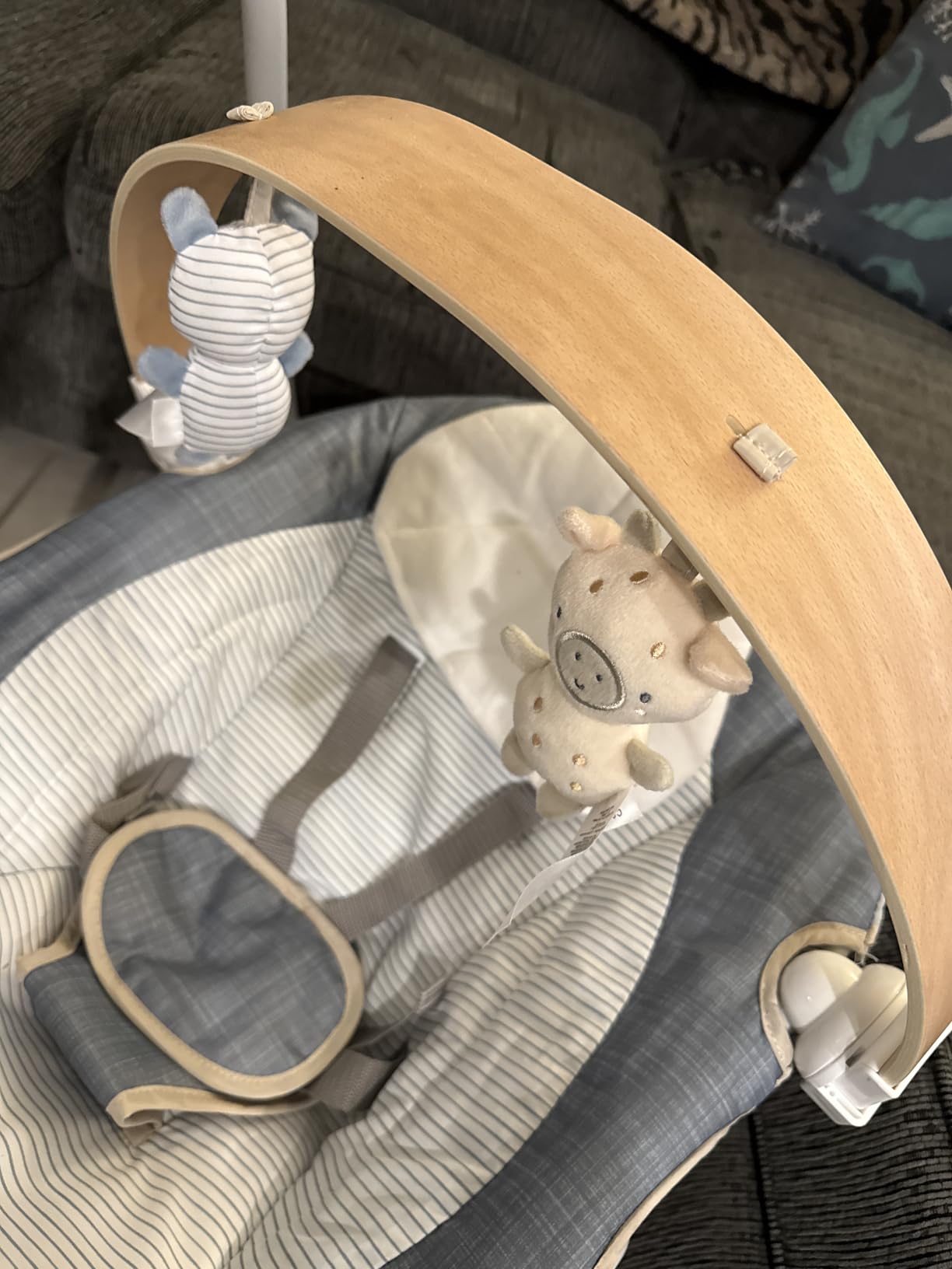 Ingenuity SimpleComfort Lightweight Compact 6-Speed Multi-Direction Baby Swing, Vibrations & Nature Sounds, 0-9 Months 6-20 lbs (Pink Cassidy) customer photo 2
