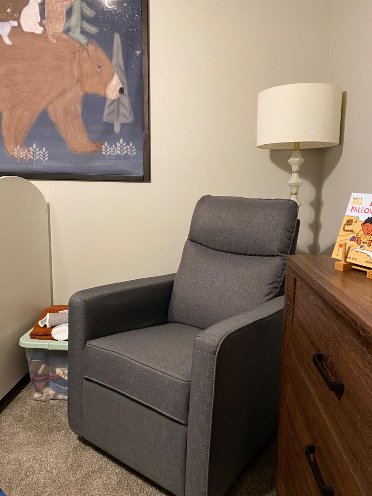 DaVinci Gabby Glider Recliner Nursery Chair w/ 360° Swivel - Misty Grey customer photo 2