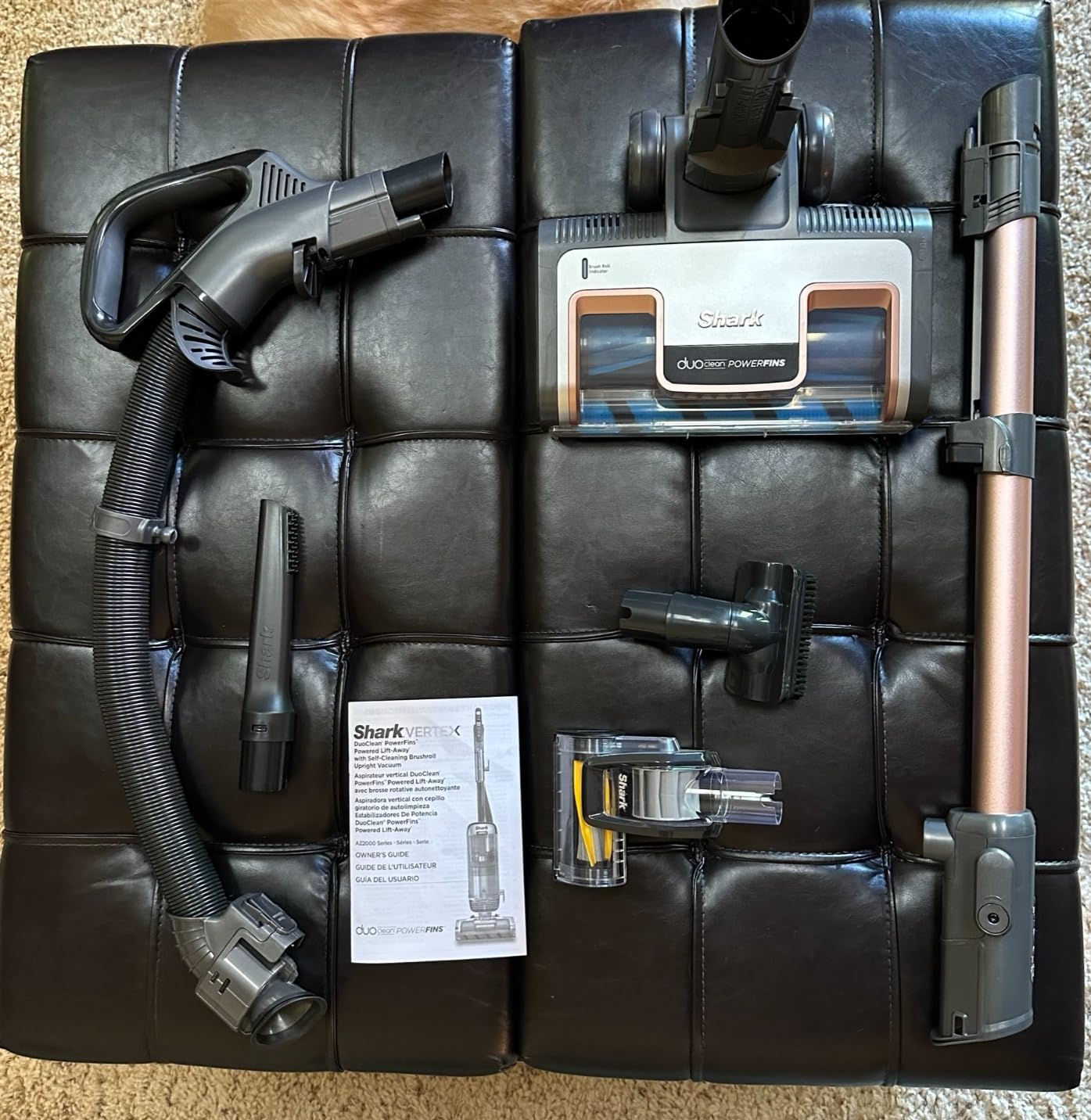 Shark AZ2002 Vertex Powered Lift-Away Upright Vacuum with DuoClean PowerFins, Self-Cleaning Brushroll, Large Dust Cup, Pet Crevice Tool, Dusting Brush & Power Brush, Silver/Rose Gold | DuoClean PowerFins, self-cleaning brushroll, large dust cup, crevice tool, dusting brush, power brush customer photo 2