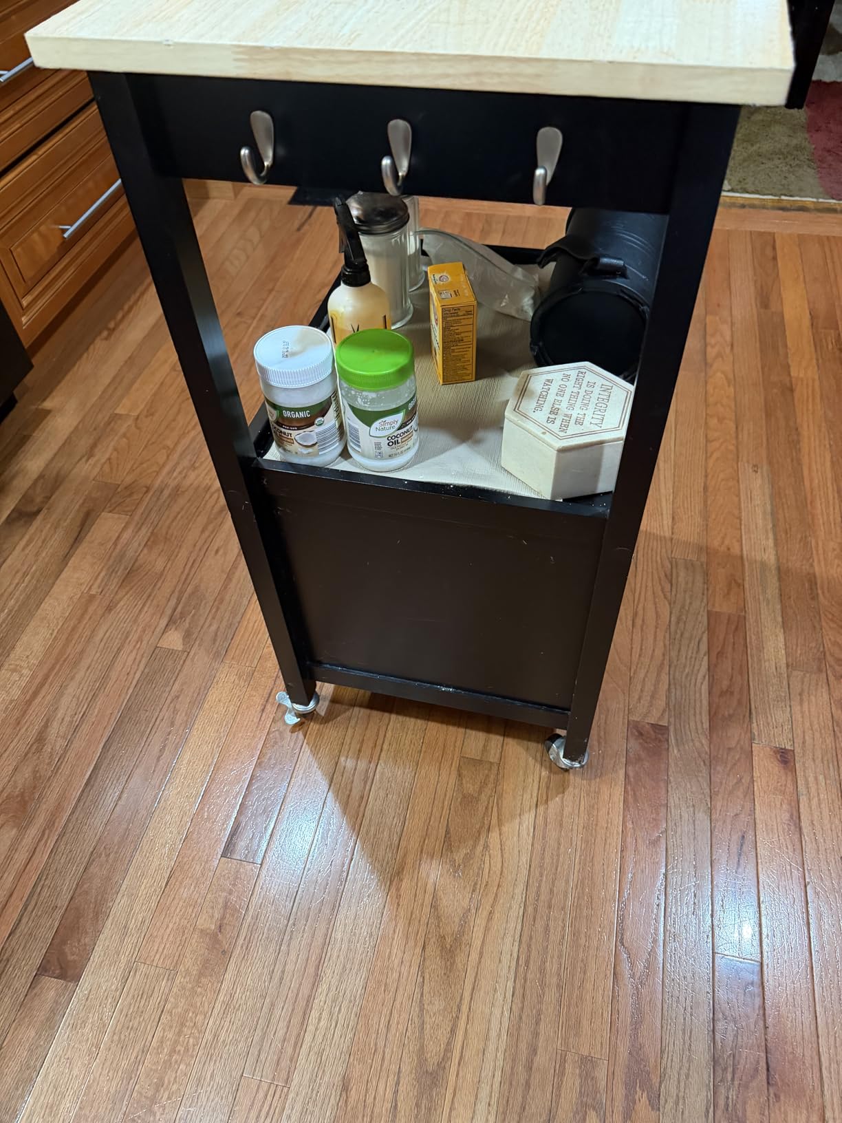 Yaheetech Rolling Kitchen Island Cart with Storage, 2 Tier, Wood Top, White customer photo 2