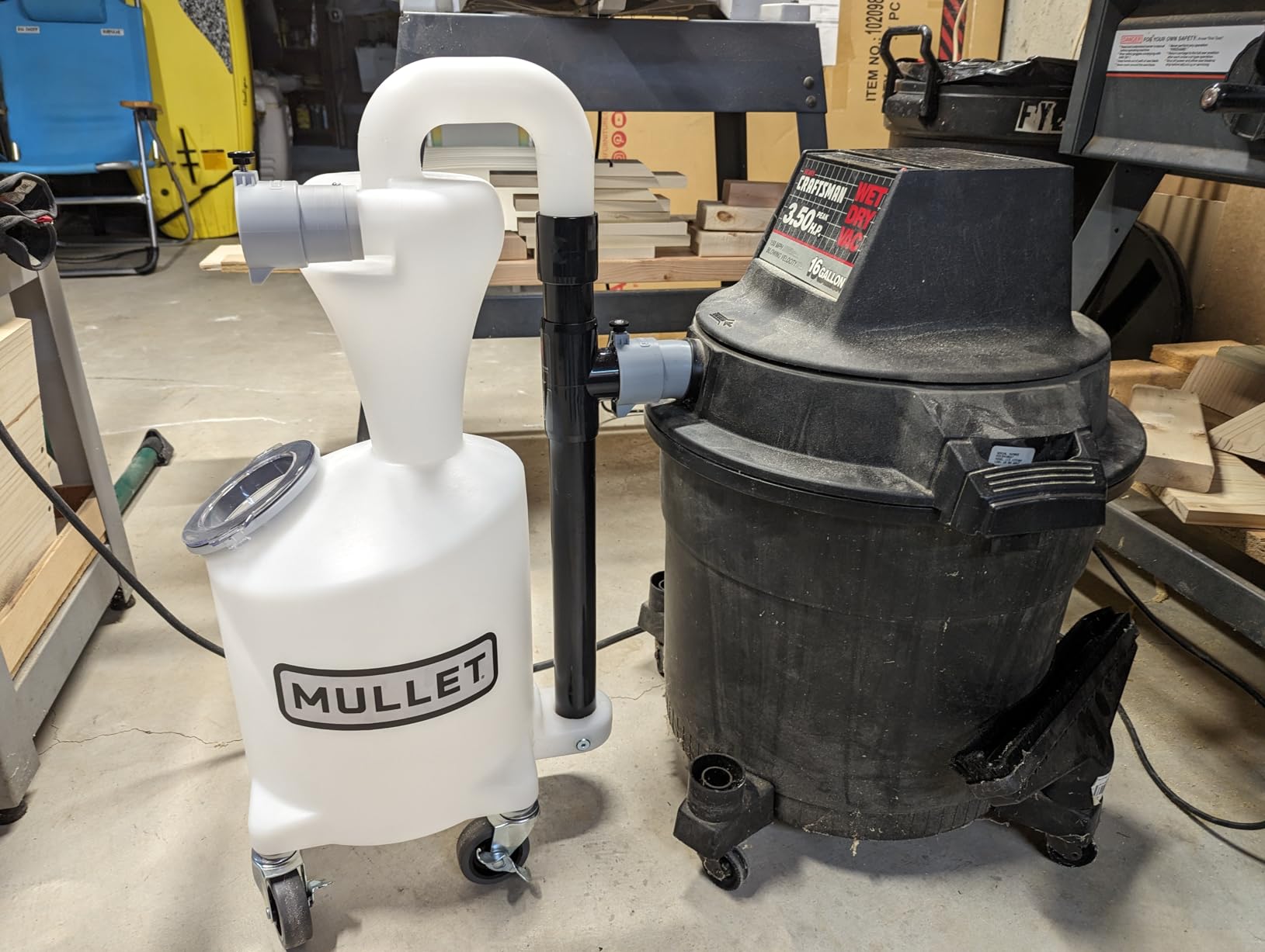 Mullet Cyclone Dust Collector, High-Speed Separator for Shop Vac | Reduce Clogged Filters, Cut-to-Fit PVC Fits Any Shop Vac, Separates Fine Dust & Heavy Debris customer photo 1