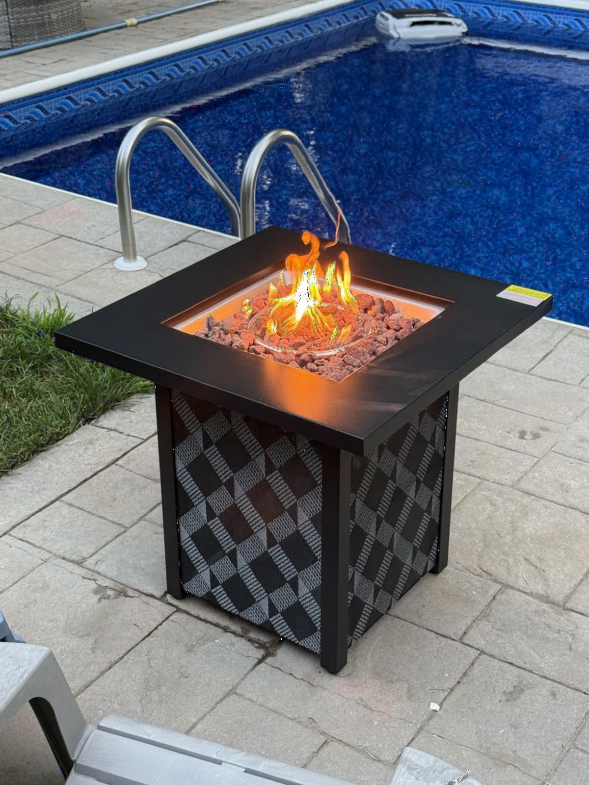 Ciays 28 Inch Propane Fire Pit CSA-Listed Outdoor Fire Pit Table, 50,000 BTU Steel Gas Fire Pits with Lid and Lava Rock, Add Warmth and Ambience to Parties On Patio Deck Garden,Black,CIFPT3-N1 customer photo 1