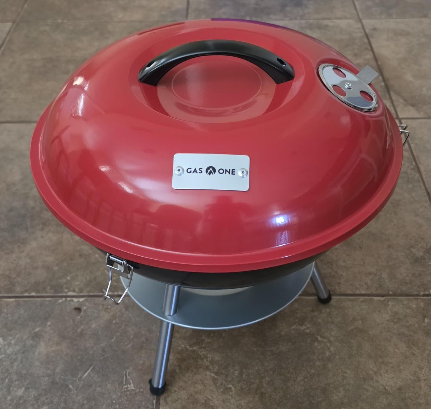 Gas One – 14-inch Portable Barbecue Grill with 3-Point Locking Lid for Heat Preservation – Dual Venting System – Small Charcoal Grill for Backyard, Camping, Boat customer photo 2