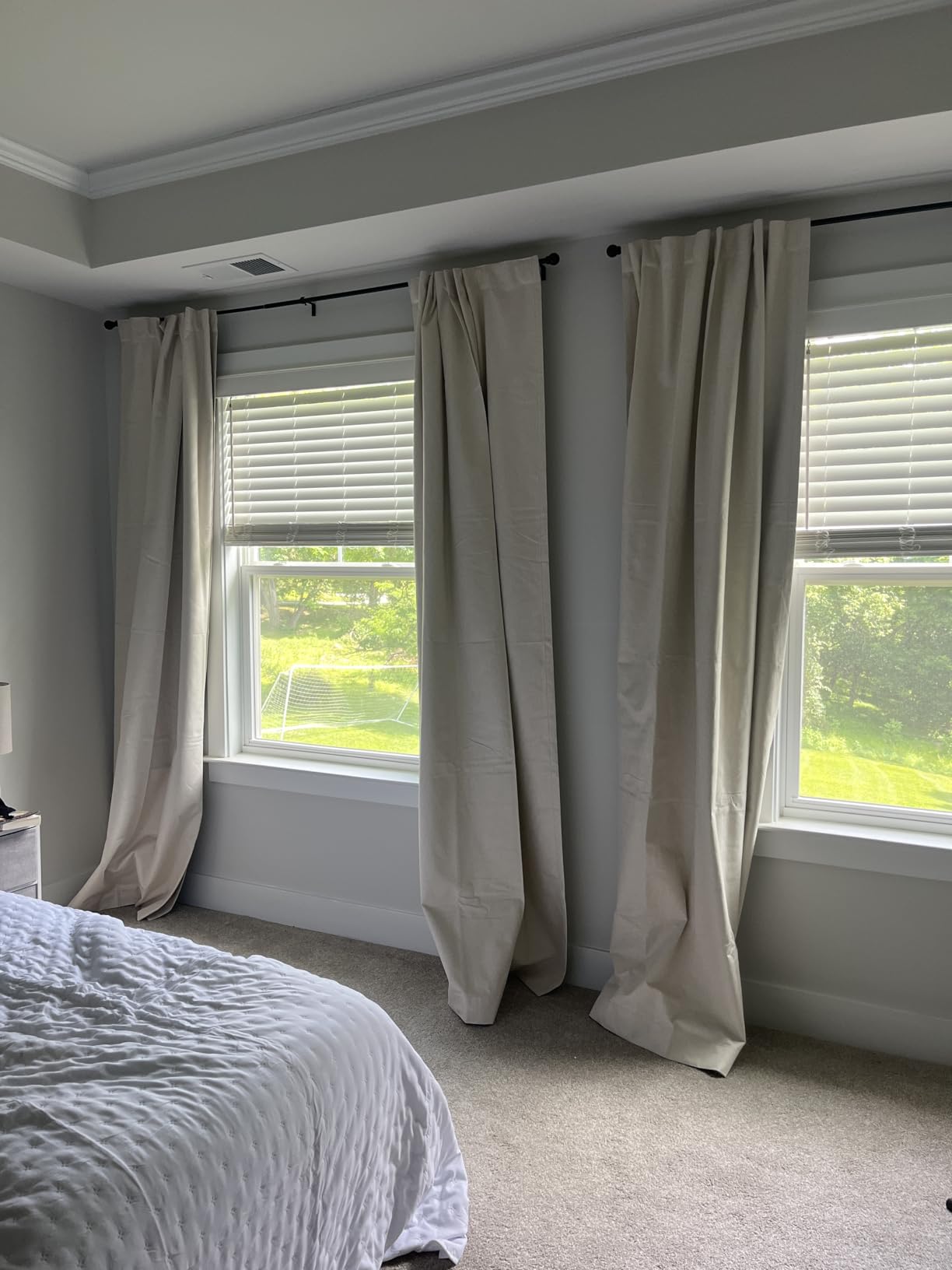Linen Total Blackout Curtains for Bedroom Living Room 84 Inch, Cream customer photo 2