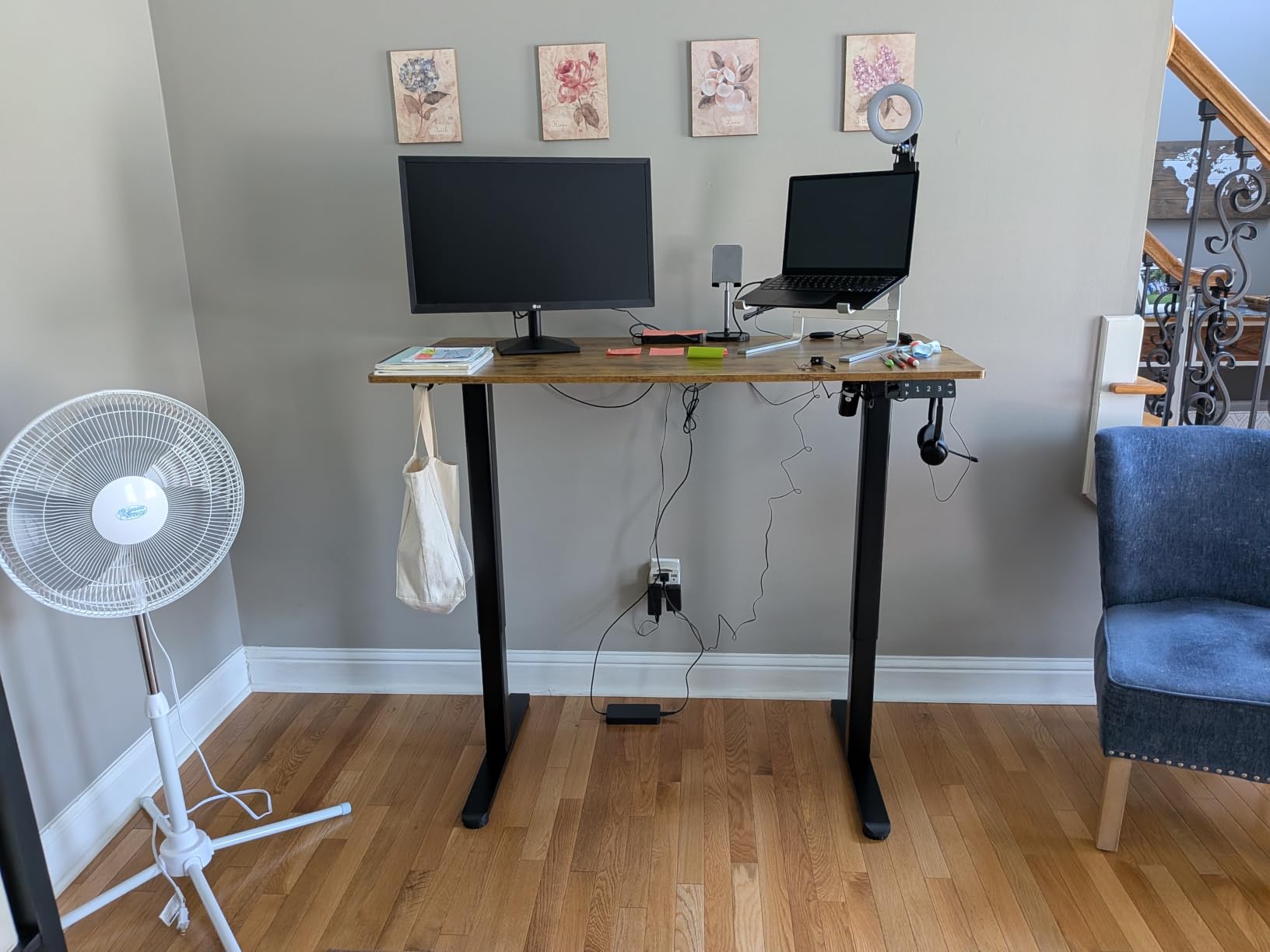 Claiks Electric Height Adjustable Standing Desk, 48x24 Inch, Rustic Brown | Smooth Height Adjustment, 3 Memory Presets, Cable Management Hub&Hook, Stable Steel Frame, 176lbs Capacity, Easy Assembly customer photo 2