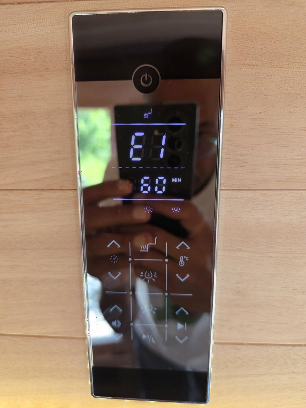 OUTEXER Far Infrared Sauna Home Sauna Spa Room Low-EMF Wood 1200W 120V | Indoor Saunas with 7 color light Tempered Glass Door, Room:35.2*27.6*61.6Inch customer photo 1