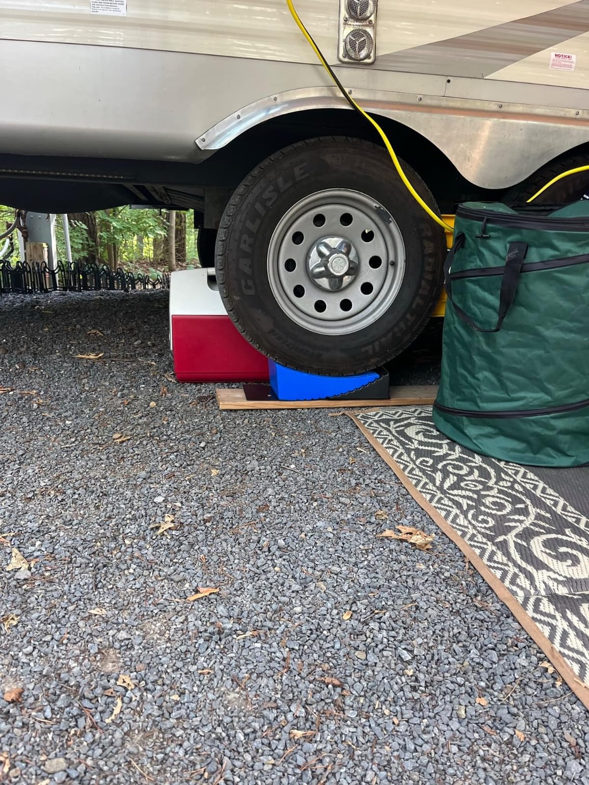 RV Leveling Blocks Ramp Kit, 2 Packs Camper Leveler System for Travel with Two Chocks, 2 Anti-Slip Mats, 1T Bubble Level and Carry Bag, Up to 35000 LBS, Easier & Faster to Level Camper-Orange customer photo 2