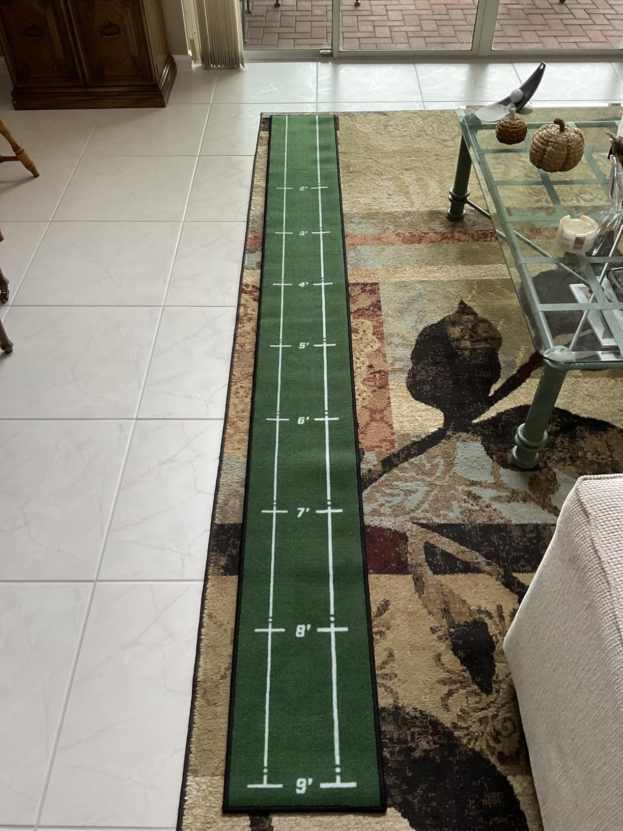 Golf Putting Mat Indoor & Outdoor with Distance Markers Anti Slip Backing | Professional golf practice mat, realistic putting green for home, office, backyard golf training accessories portable matt customer photo 1