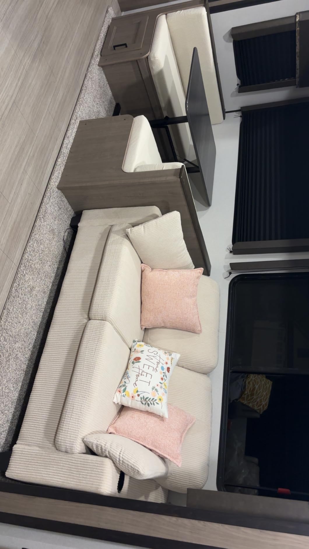 Full Size Pull Out Sleeper Sofa Bed, Pullout Loveseat Couch Bed, Beige | Corduroy, USB Charging, Memory Form, 2in1 Convertible Loveseat Sleeper Sofa for Living Room, Apartment, Bedroom, Small Spaces customer photo 1