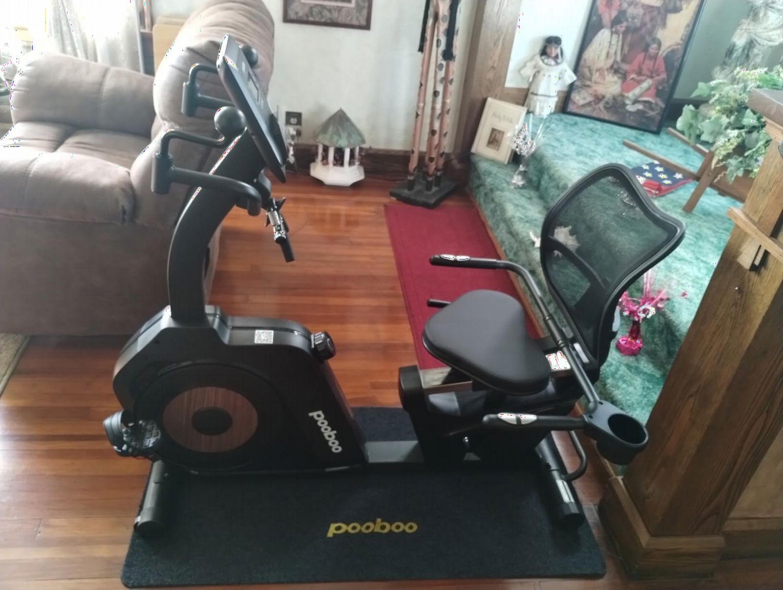 pooboo Recumbent Exercise Bike, Stationary Bikes for Home with Arm Exerciser, Magnetic Recumbent Bike with Ergonomic Backrest & Comfortable Seat, Smart APP, Pulse Sensor, 400LBS Weight Capacity customer photo 1