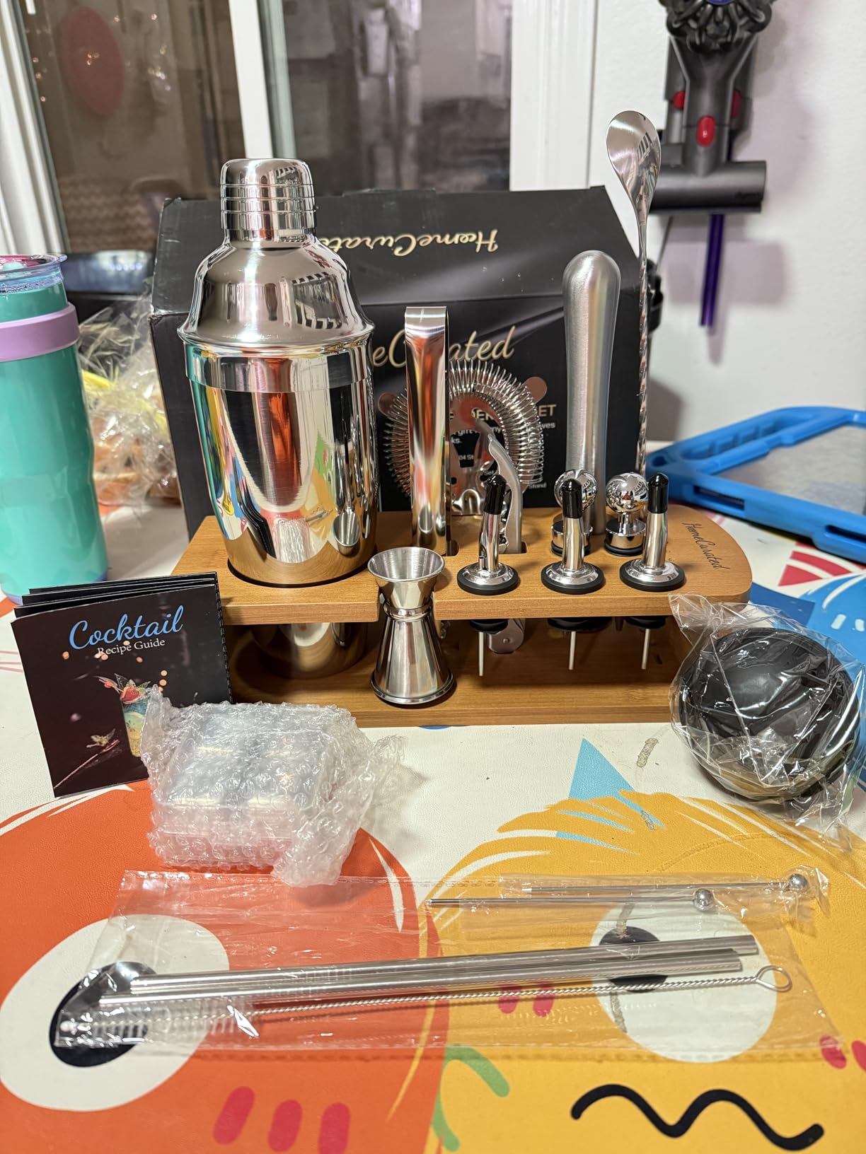 Cocktail Shaker Set,24-Piece Bartender Kit – Complete Bartending Kit Bar Set with Stand,Drink Shaker & Mixer – Perfect Bar Accessories for Home Bar Set,Housewarming Gifts for Men & Women,Silver customer photo 2