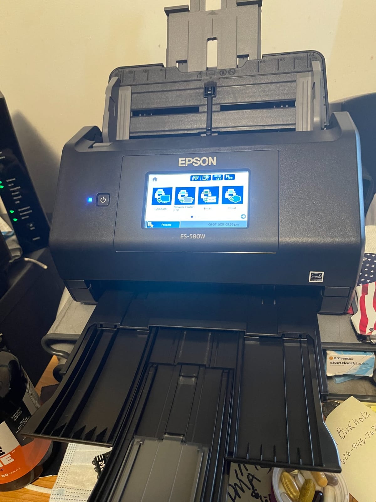Epson Workforce ES-590W Wireless & USB High-Speed AI & Cloud Ready Desktop Color Duplex Document Scanner for Mac & PC, up to 45 ppm, Large 4.3