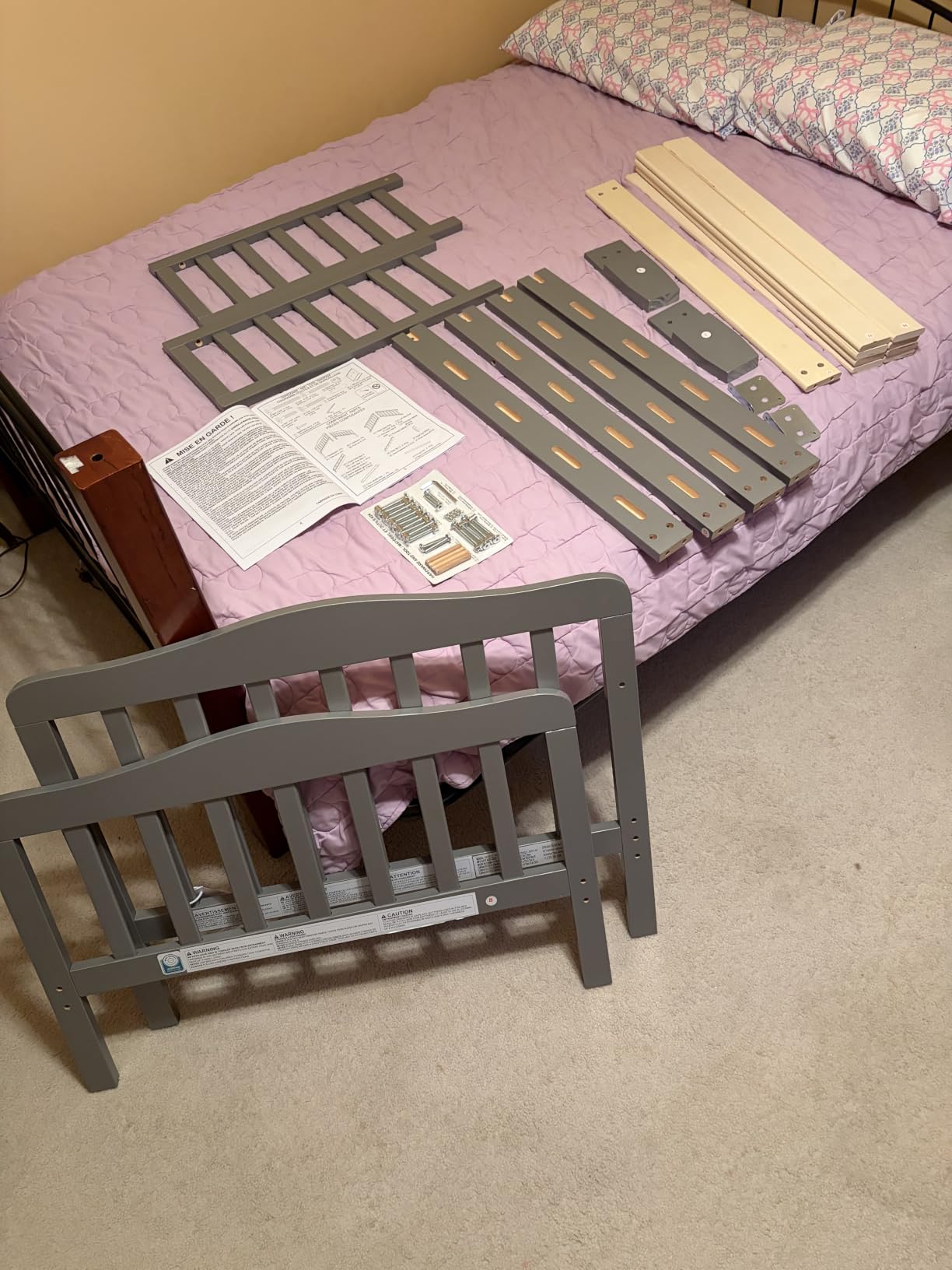 Dream On Me Classic Design Toddler Bed, GREENGUARD Gold, White | Slatterd Curved Design, Low to Floor Bed, 2 Safety Guard Rails, Sturdy Wooden Frame, 50 Lb Limit, BSA Verified customer photo 2