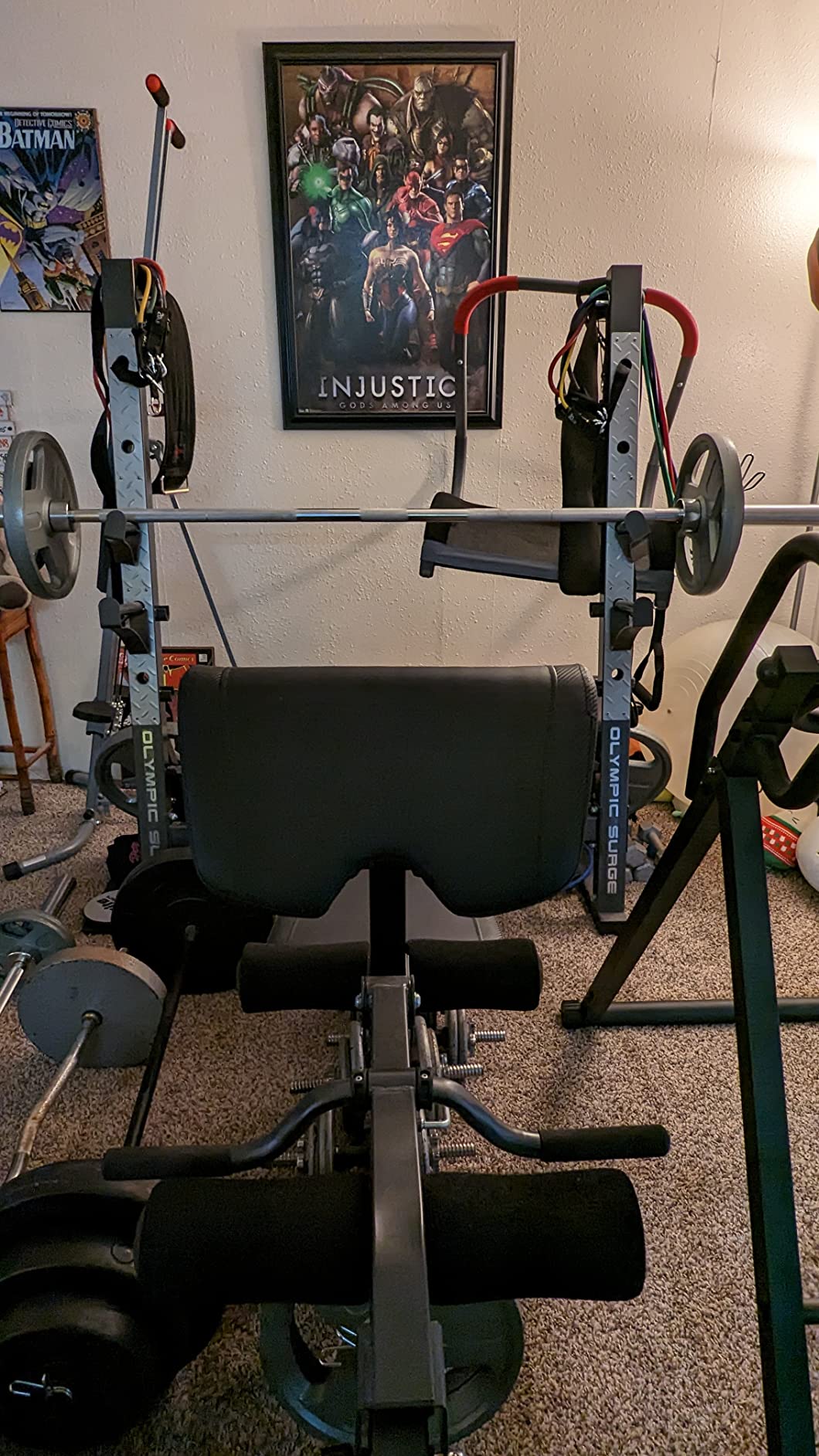 Marcy Olympic Workout Bench for Home Gym Strength Training Equipment with Preacher Curl Pad and Weight Rack Storage, White/Black customer photo 1