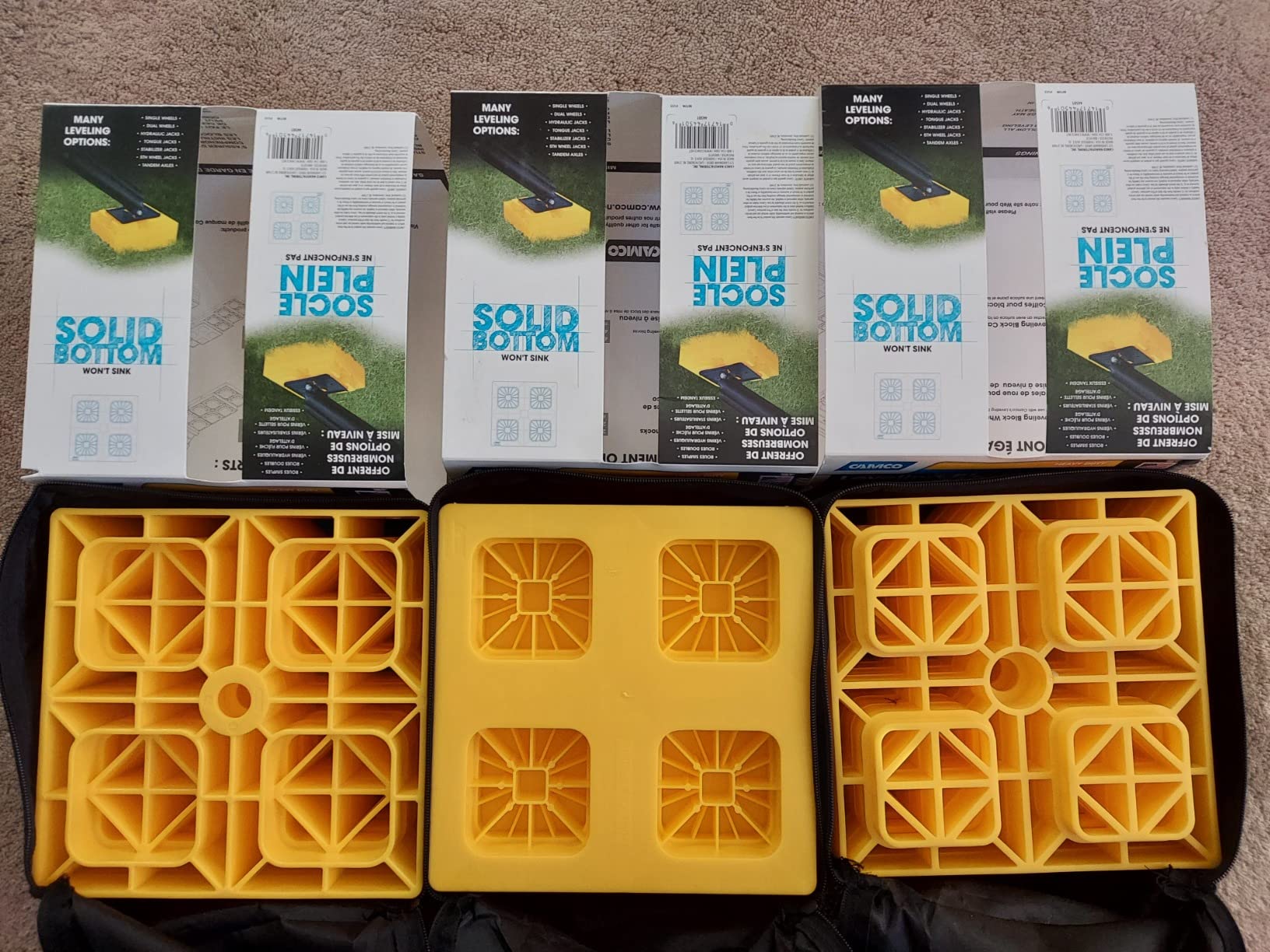 Camco Camper/RV Leveling Blocks - Features Stackable Interlocking Design & Includes Zippered Bag for RV Storage - Compatible w/Single Wheels, Dual Wheels, Tandem Axles & More - 4-Pack (44501) customer photo 1