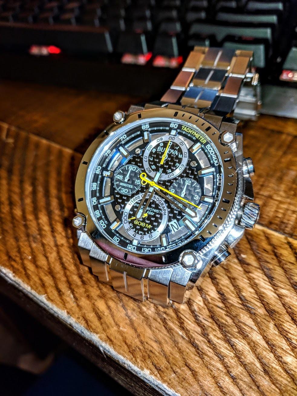Bulova Men's Icon High Precision Quartz Chronograph Watch, Curved Mineral Crystal customer photo 1