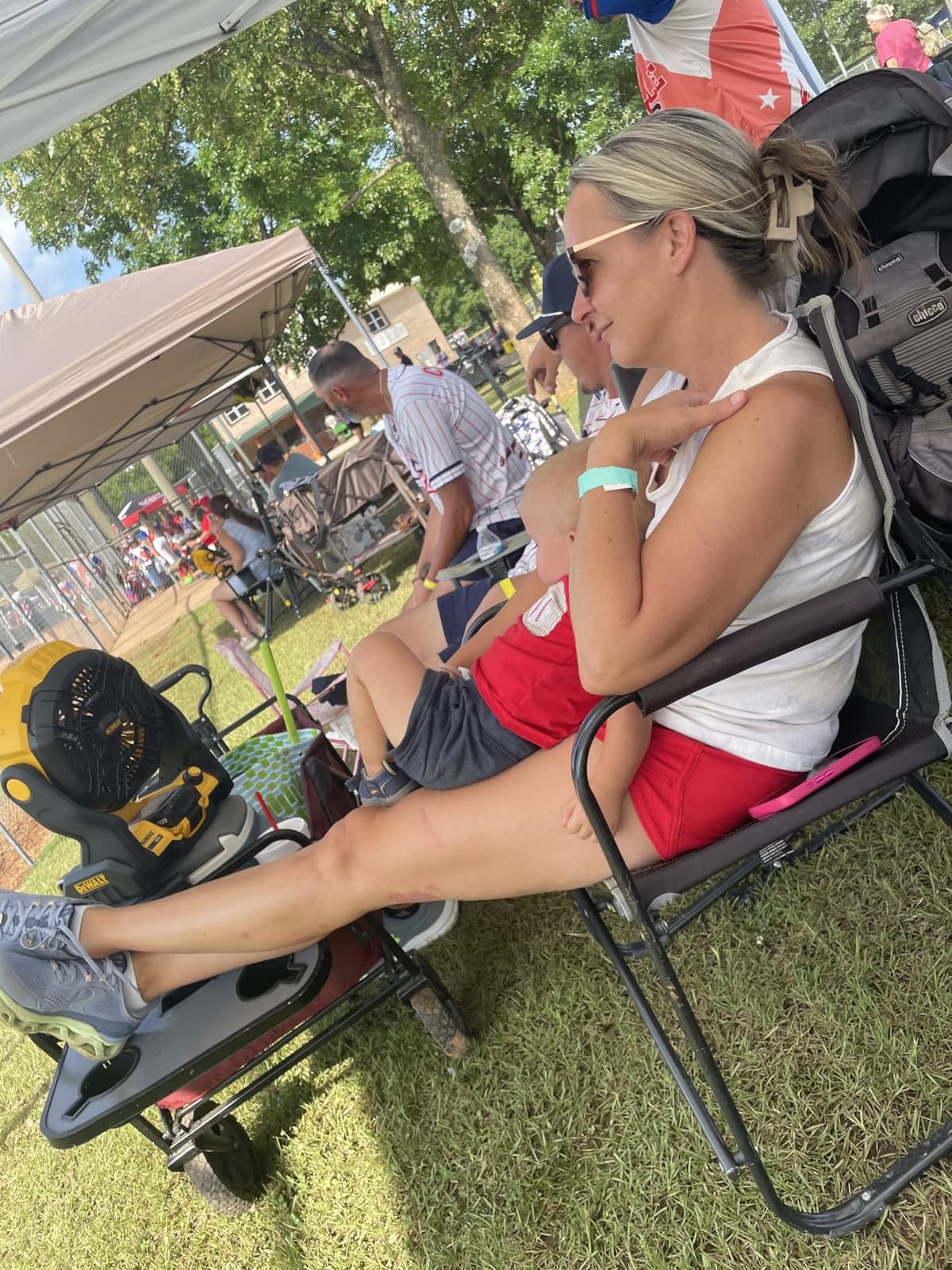 GCI OUTDOOR Freestyle Rocker Camping Chair | Portable Folding Rocking Chair with Solid, Durable Armrests, Drink Holder & Comfortable Backrest — Indigo Blue customer photo 1