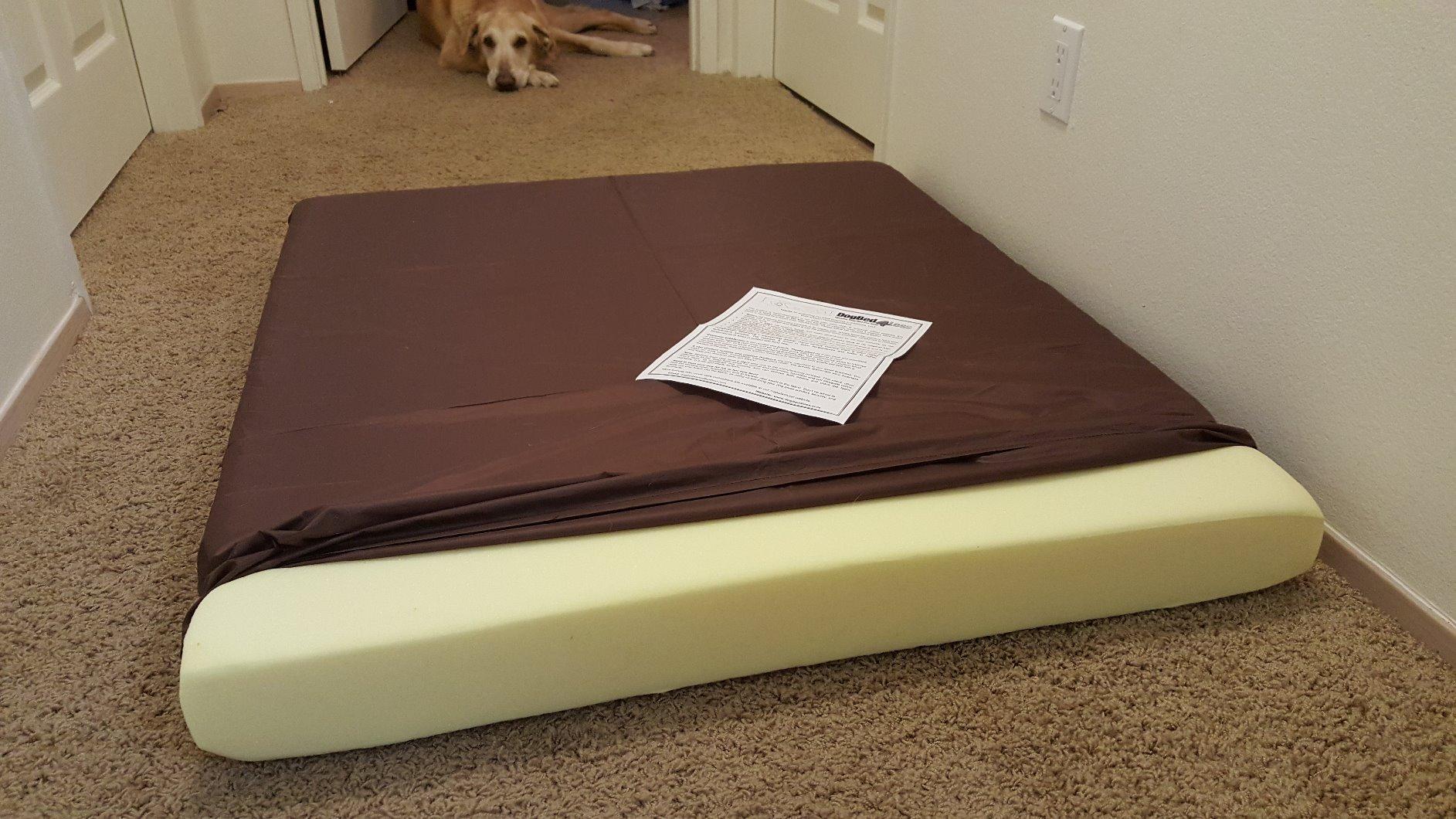 Dogbed4less Extra Large Orthopedic Memory Foam Dog Bed for Large Dogs with Durable Waterproof Internal Case, Removable Washable Denim Cover and Bonus Pet Bed Cover, 47X29X4 Fits 48X30 Dog Crate, Blue customer photo 2