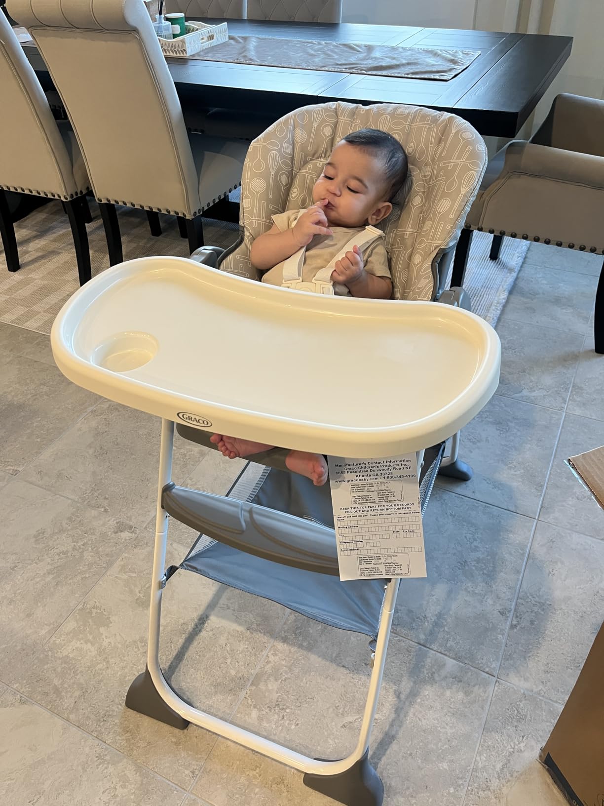 Graco® Slim Snacker High Chair, Ultra Slim, Fast-Folding, Multiple Recline Positions, Comfortable Feeding, Whisk customer photo 2