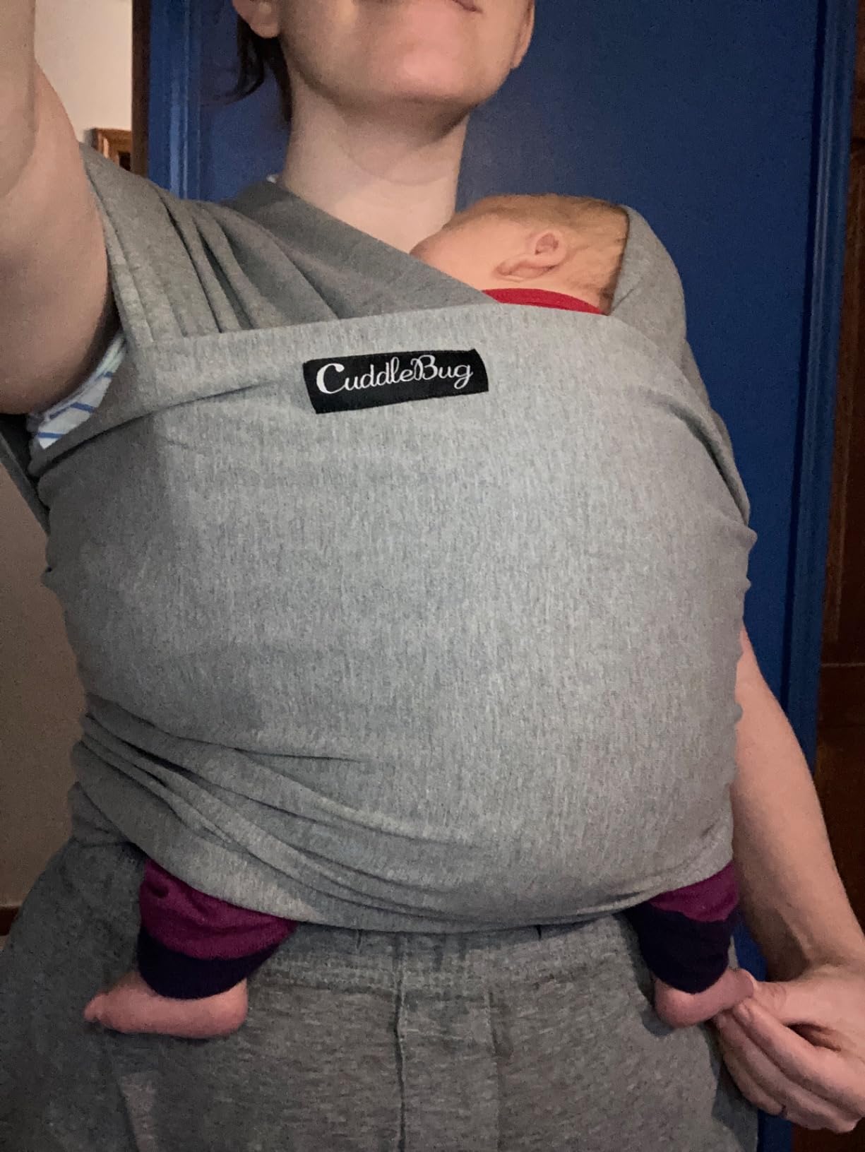Cuddlebug Baby Wrap Carrier, Soft Stretchy Newborn Sling, 7-35 lbs, Black customer photo 1