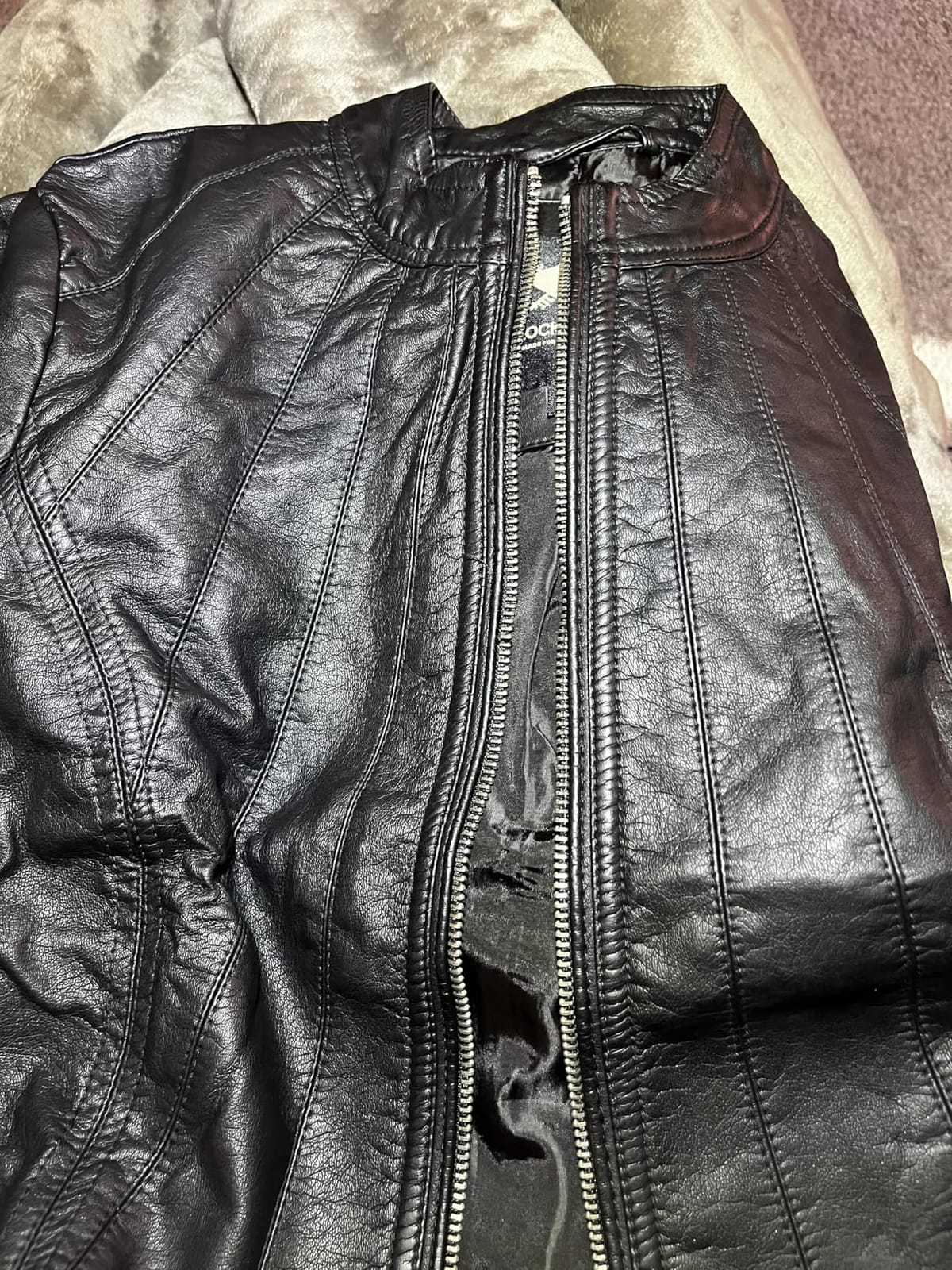 MBJ Womens Faux Leather Zip Up Moto Biker Jacket With Stitching DetaiL customer photo 1