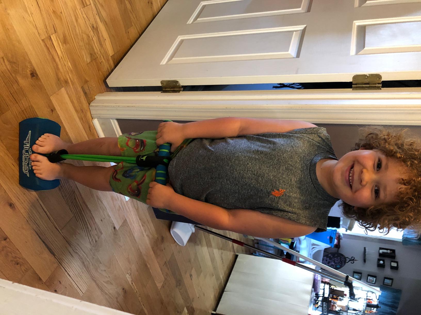 Flybar My First Foam Pogo Jumper for Kids Fun and Safe Pogo Stick for Toddlers, Durable Foam and Bungee Jumper for Ages 3 and up, Supports up to 250lbs (Pink) customer photo 1
