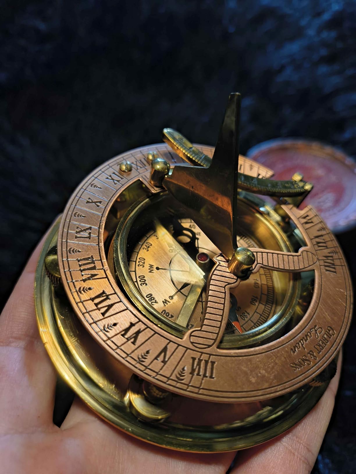Brass Nautical - Antique Brass & Copper Sundial Compass, Sundial Clock in Box Gift Sun Clock Ship Replica Watch customer photo 1