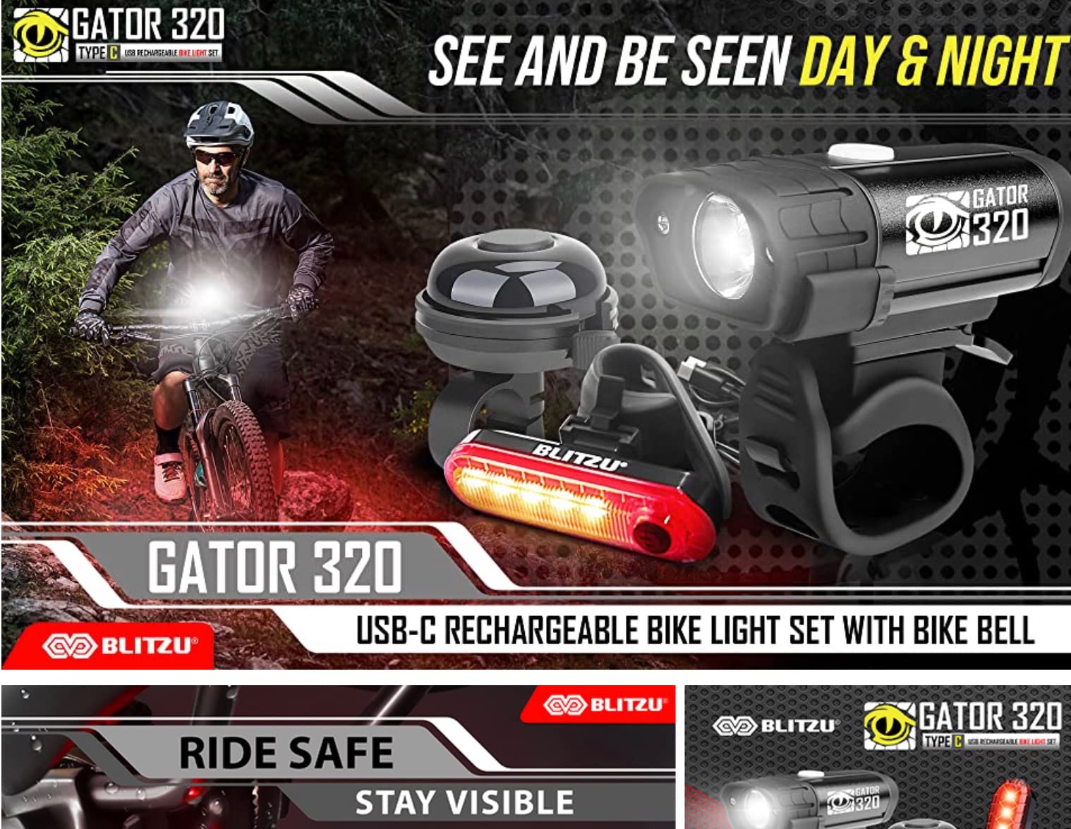 USB Rechargeable Bike Lights Set with Bell, LED Bicycle Front Rear Light customer photo 1