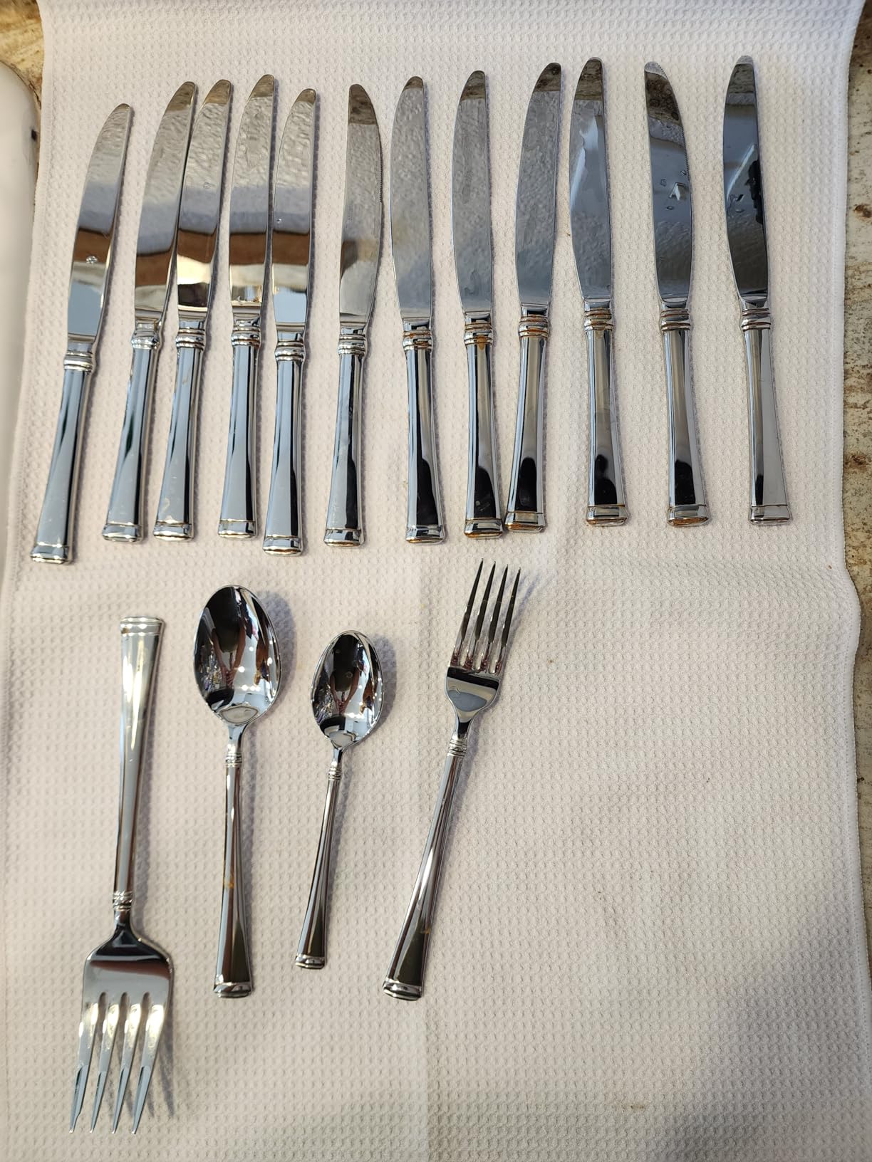Mikasa Harmony 65-Piece Flatware Set for 12, 18/10 Stainless Steel Silverware with Gold Accent Handles, Service for 12 with Serving Utensils, Dishwasher Safe customer photo 1