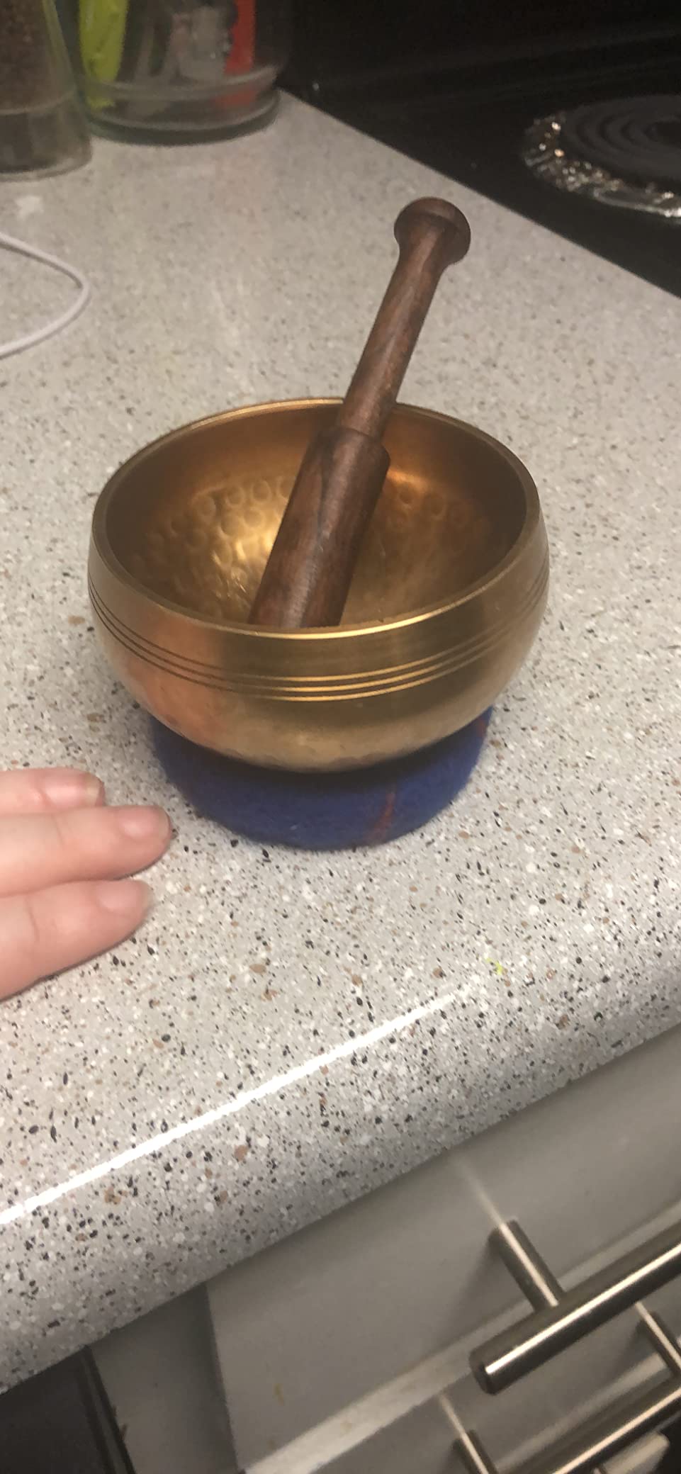 Handcrafted Tibetan Singing Bowl Set – 3.5” Sound Bowl for Meditation, Sound Healing & Yoga – Healing Instrument with Wooden Striker & Cushion – Authentic Hand-Hammered in Nepal customer photo 1