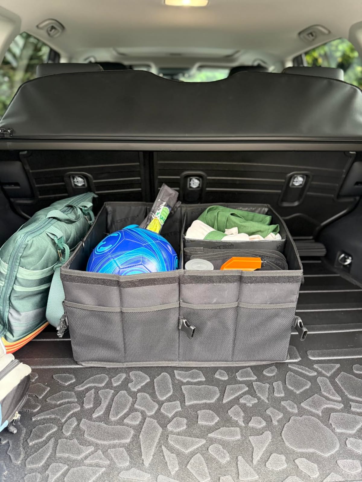 FORTEM Trunk Organizer - Foldable Car Organizer & Storage for SUVs & Trucks | Car Accessories for Men Women, Collapsible Bag, Non Slip Bottom, Straps, Soft Cover, 600D Oxford, Black, 3 Compartments, 50L customer photo 1