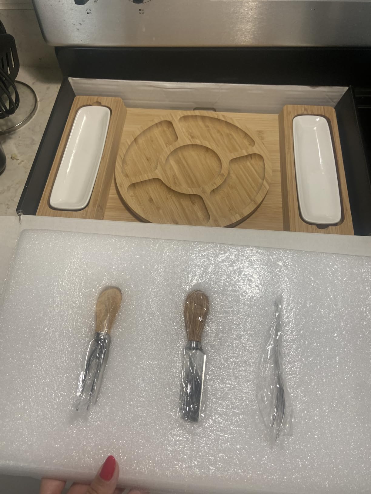 Charcuterie Boards Gift Set, Bamboo Cheese Board with Serving Accessories customer photo 1