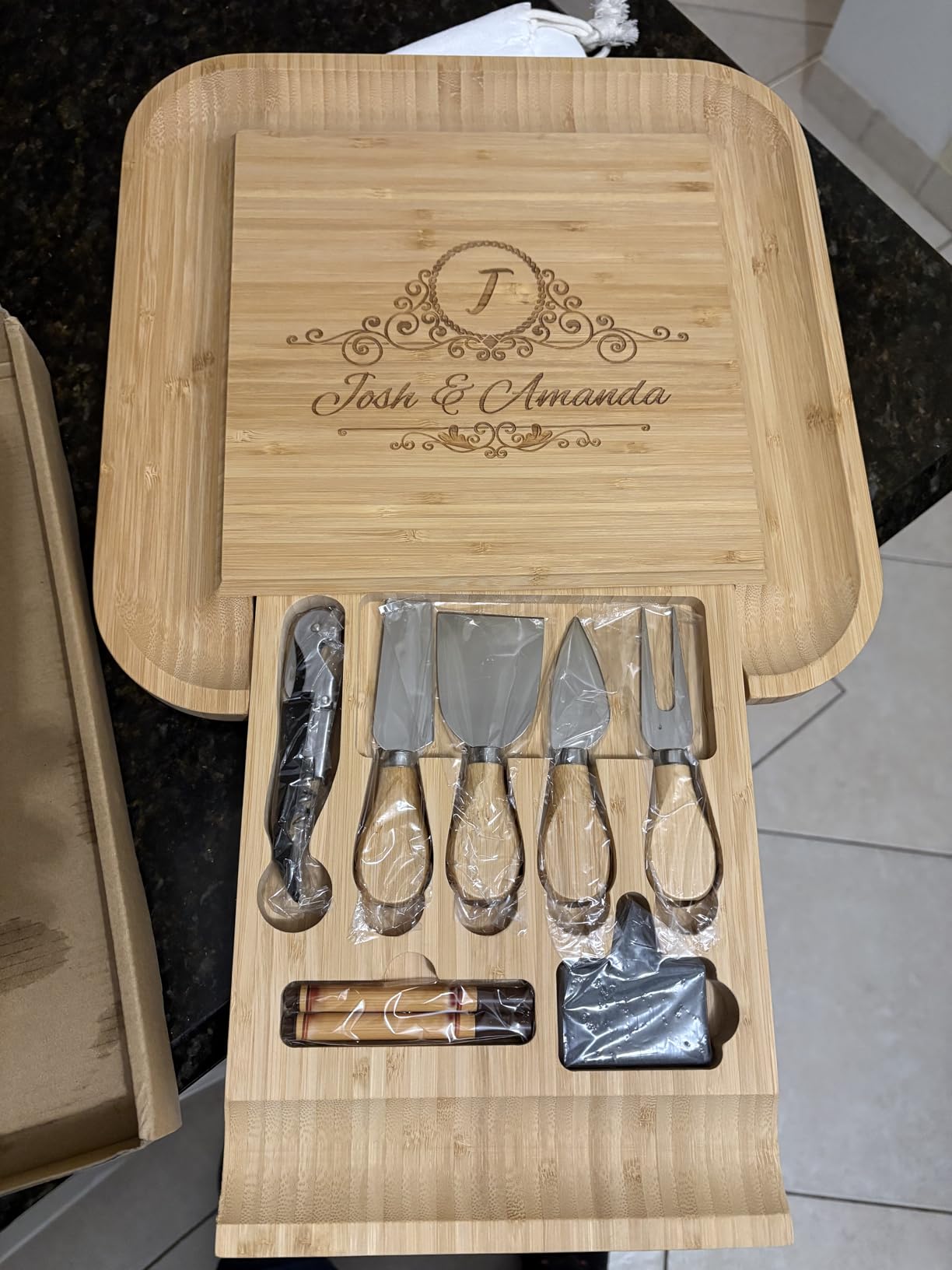 Charcuterie Boards Gift Set, Bamboo Cheese Board with Serving Accessories customer photo 2