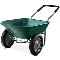 Best Choice Products Dual-Wheel Home Utility Yard Wheelbarrow Garden Cart w/Built-in Stand for Lawn, Gardening, Construction - Green customer photo 2
