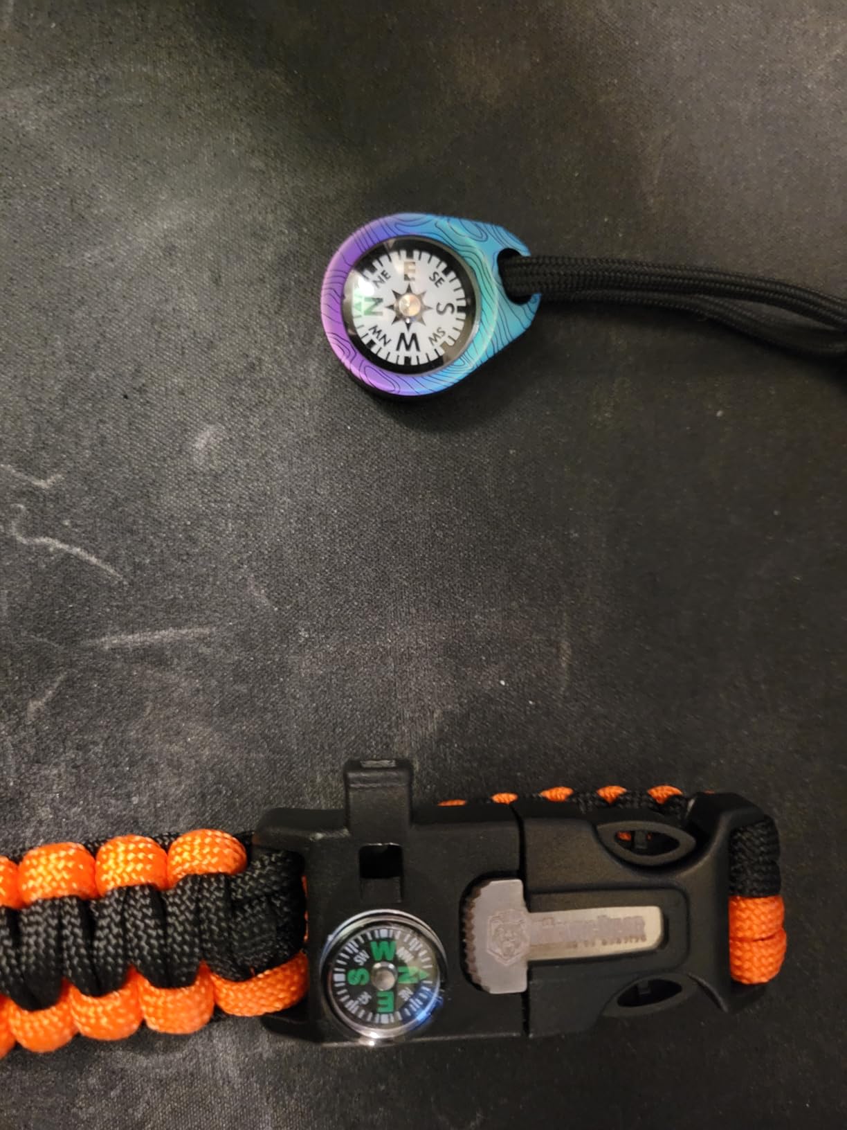 Atomic Bear Paracord Bracelet (2 Pack) - Adjustable - Fire Starter - Loud Whistle - Perfect for Hiking, Camping, Fishing and Hunting - Black & Black+Orange customer photo 1