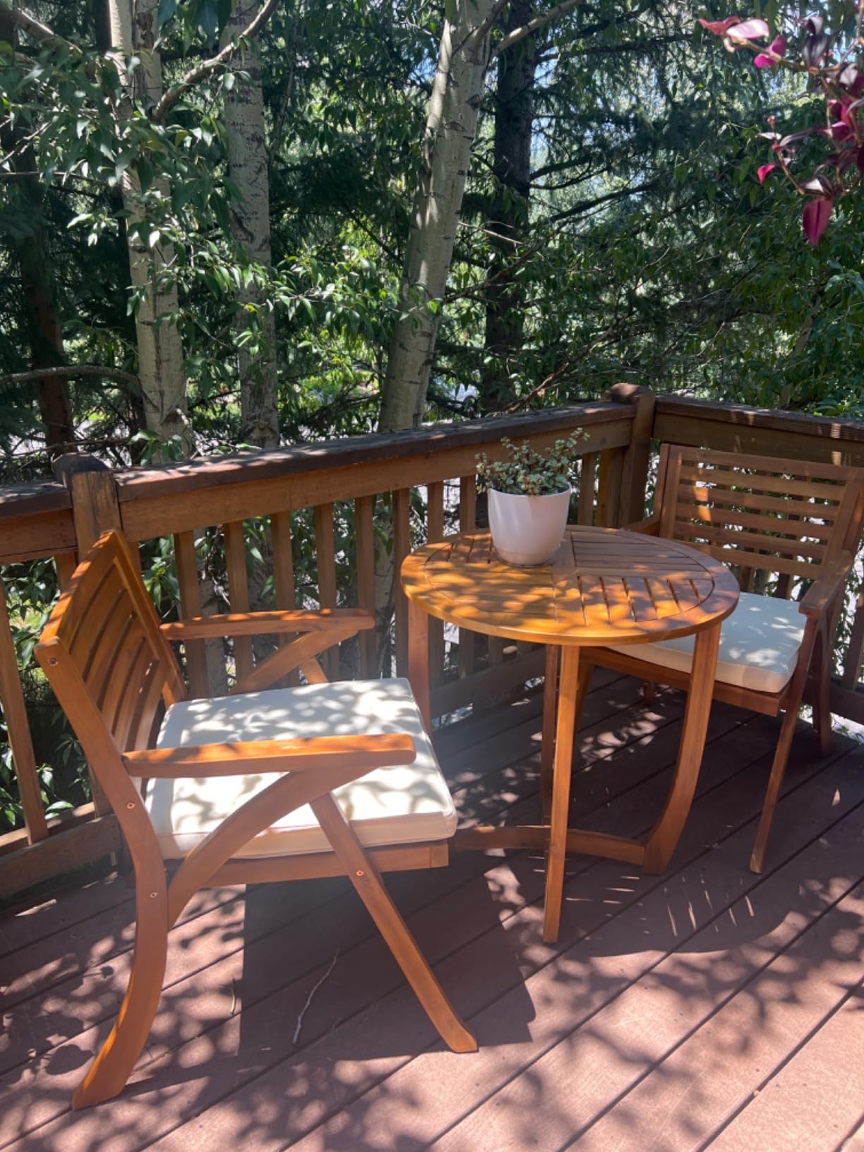 Christopher Knight Home Coronado Acacia Wood Bistro Set, 3-Pcs Set, Teak Finish customer photo 2