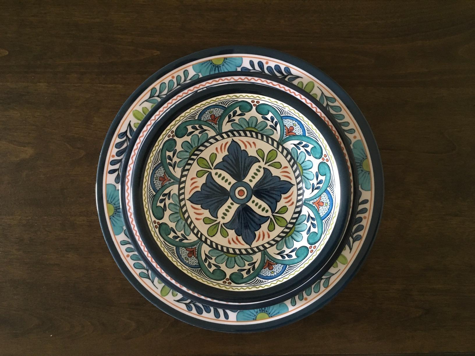 Talavera Melamine 12-Piece Dinnerware Set – Multicolored Plates and Bowls for 4, Spanish Tile-Inspired, Durable, Lightweight, Shatterproof, Dishwasher Safe, Indoor Outdoor Tableware customer photo 1