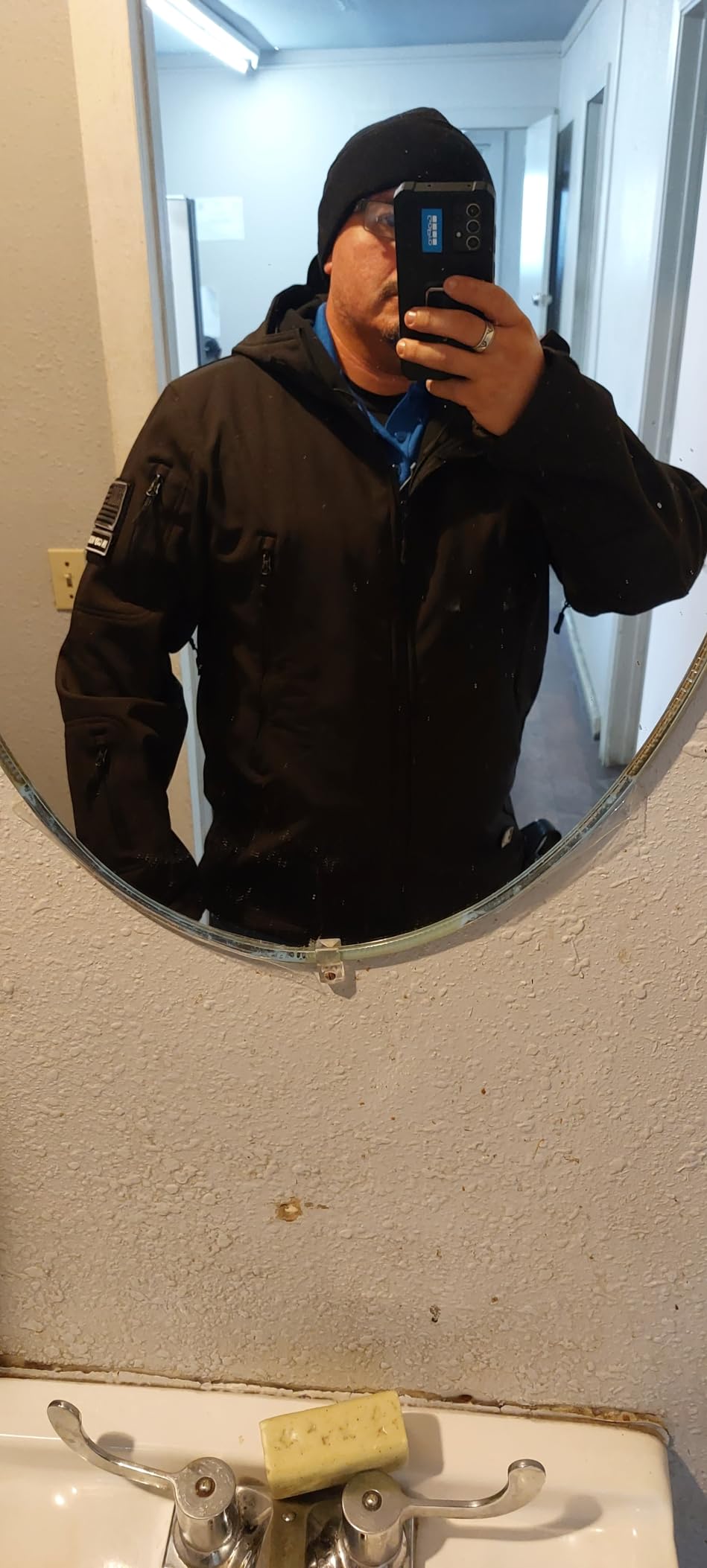 FREE SOLDIER Men's Hooded Waterproof Softshell Jacket | Windproof, Insulated, Breathable & Durable Fleece Lined Coat with Multi Pockets For Rain Hiking Work Casual in Fall & Winter customer photo 2