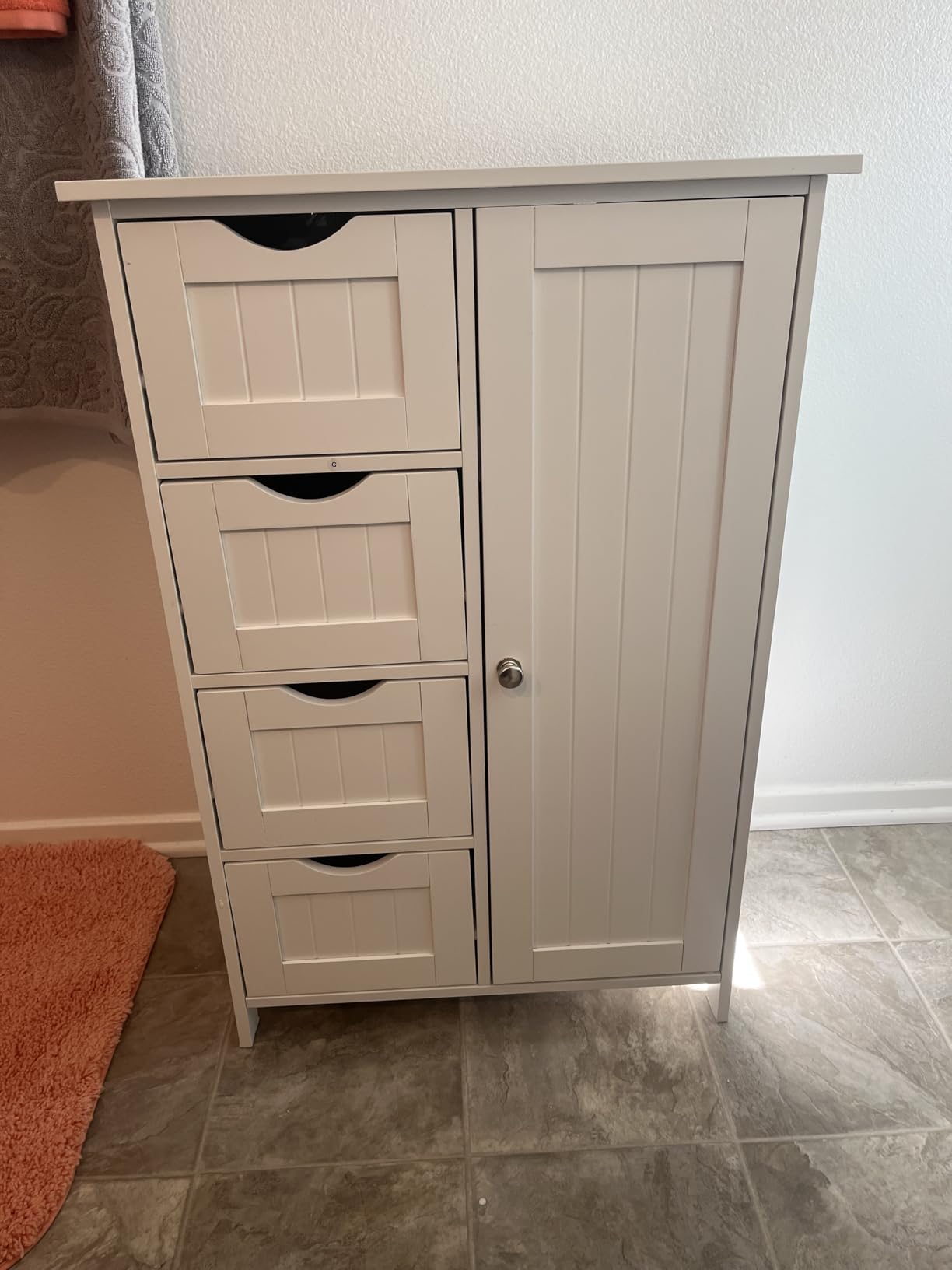 VASAGLE Bathroom Floor Storage Cabinet, Adjustable Shelves, Cloud White customer photo 1