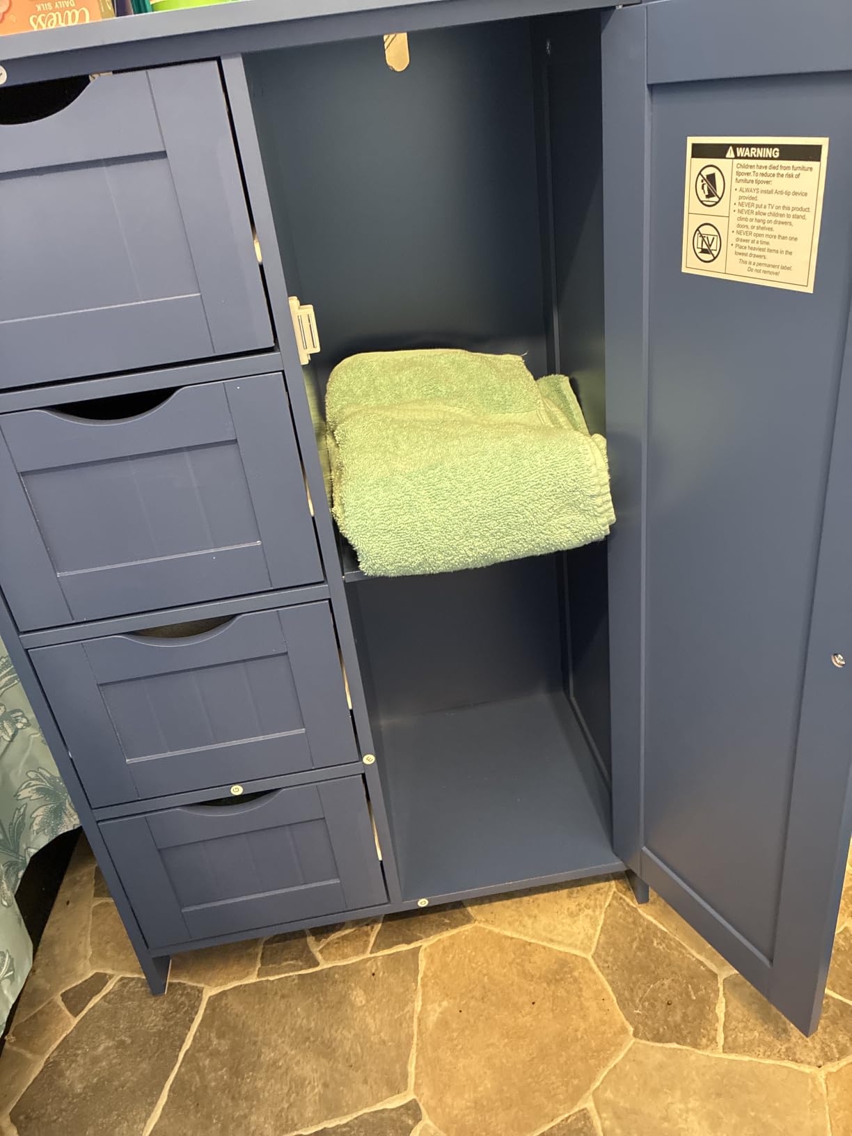 VASAGLE Bathroom Floor Storage Cabinet, Adjustable Shelves, Cloud White customer photo 2