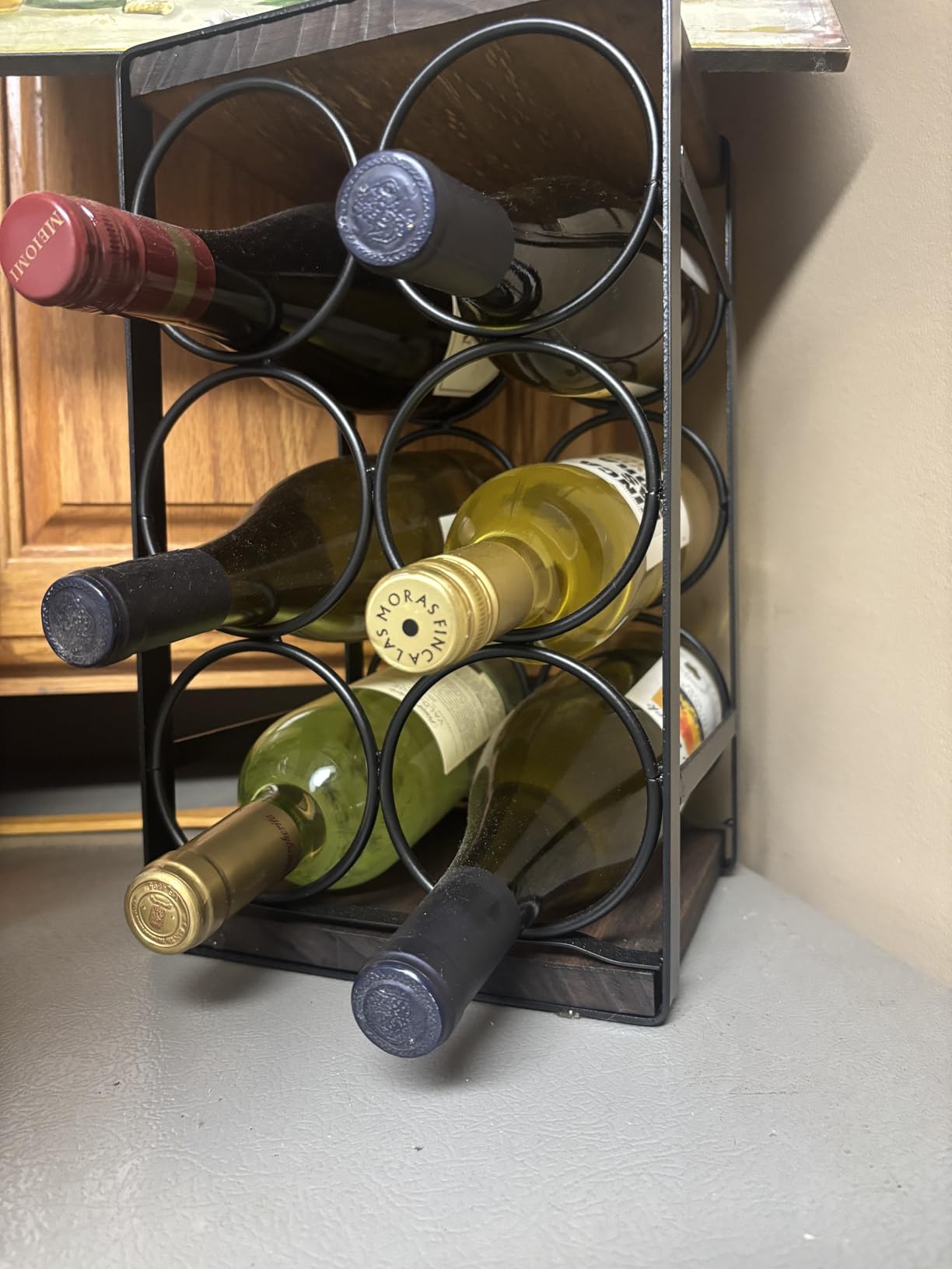 Rustic Wood Countertop Wine Rack 6 Bottles No Need Assembly Brown customer photo 1