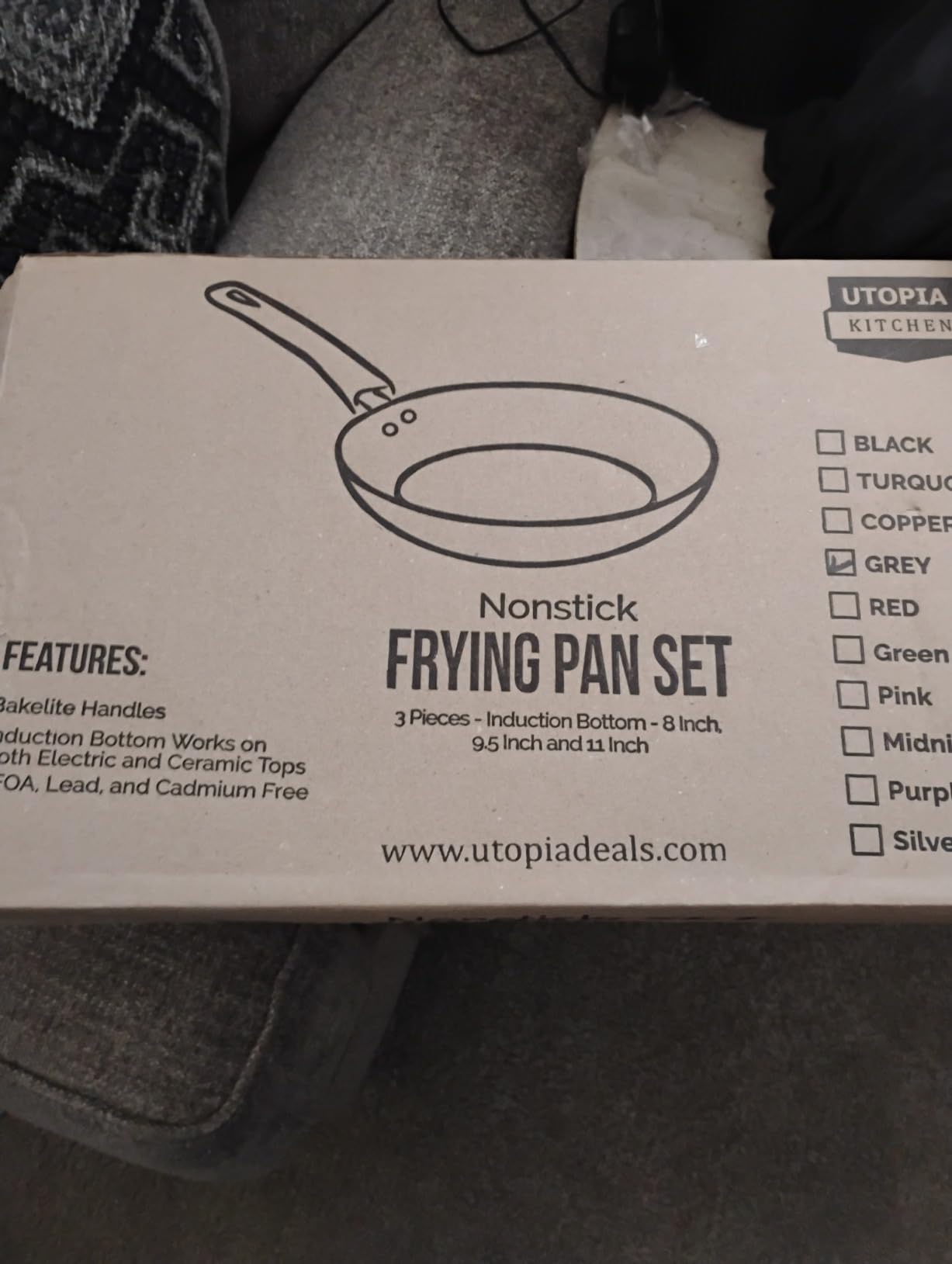Utopia Kitchen Nonstick Frying Pan Set 3 Piece 8 9.5 11 Inch PFOA Free Grey customer photo 1
