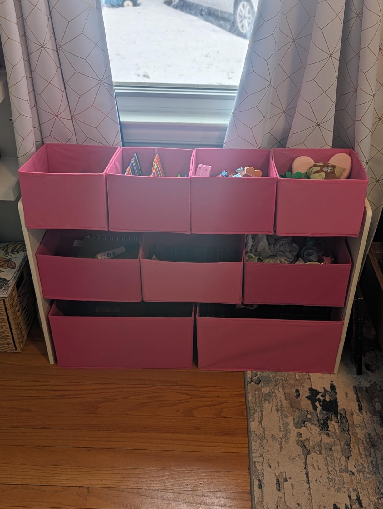 Delta Children Deluxe Multi-Bin Toy Organizer with Storage Bins, Grey/Blue Bins customer photo 1