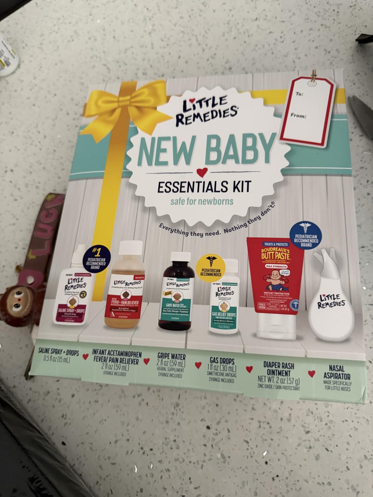 Little Remedies New Baby Essentials Kit with Saline Nasal Spray, Diaper Rash Cream, Gas Relief Drops, Gripe Water & More, Safe for Newborns, Multi-Color customer photo 1
